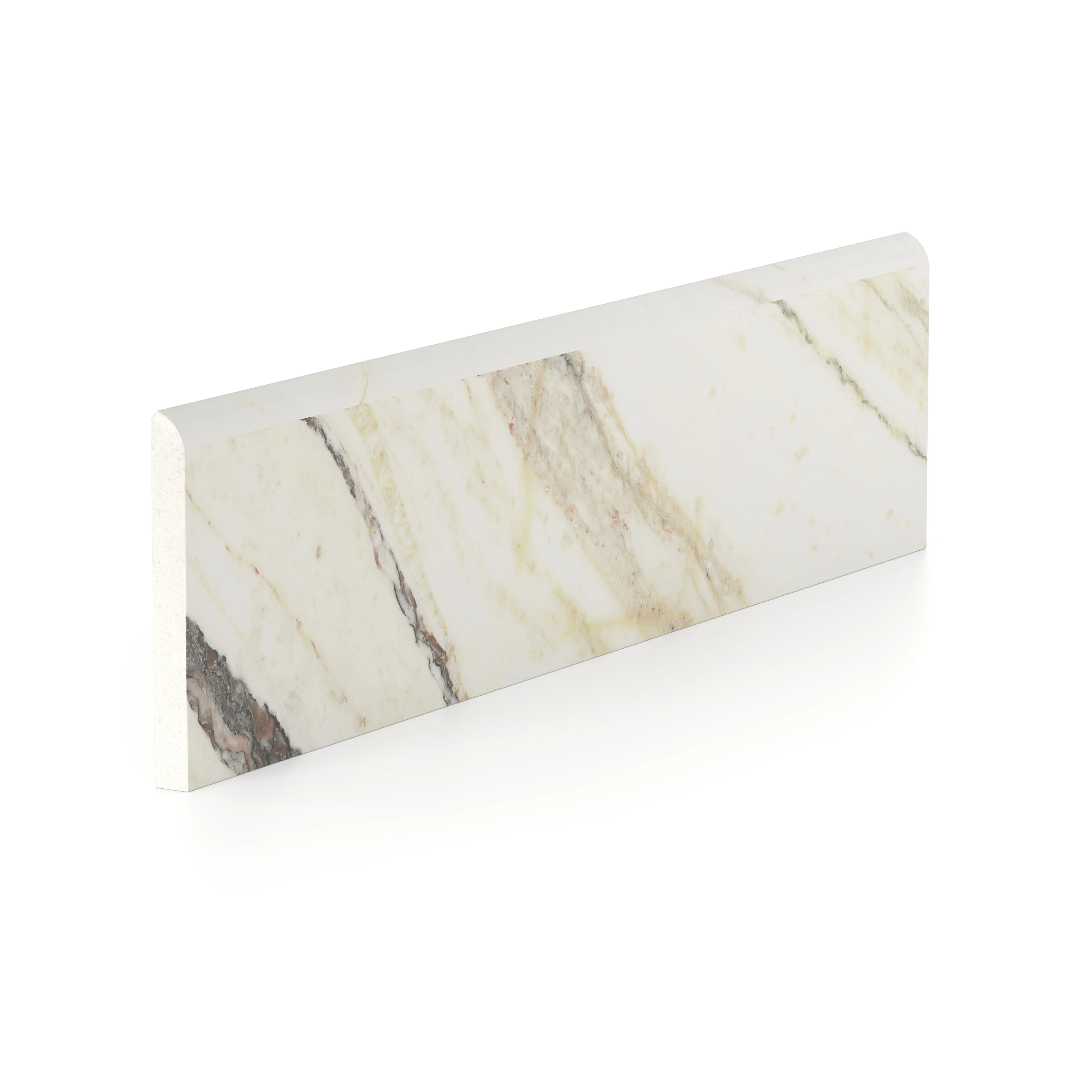 Aniston 3x12 Polished Porcelain Bullnose Tile in Calacatta Viola - Image 2