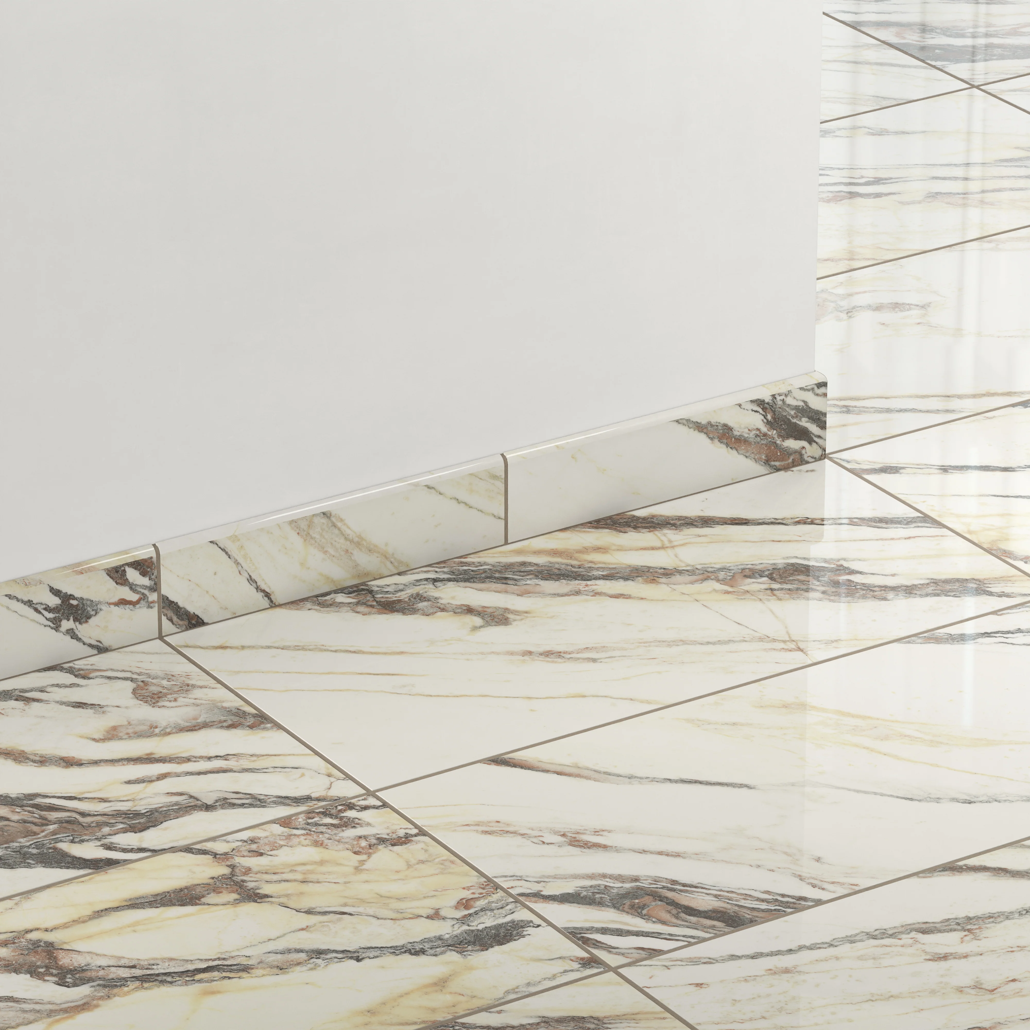 Aniston 3x12 Polished Porcelain Bullnose Tile in Calacatta Viola - Image 3