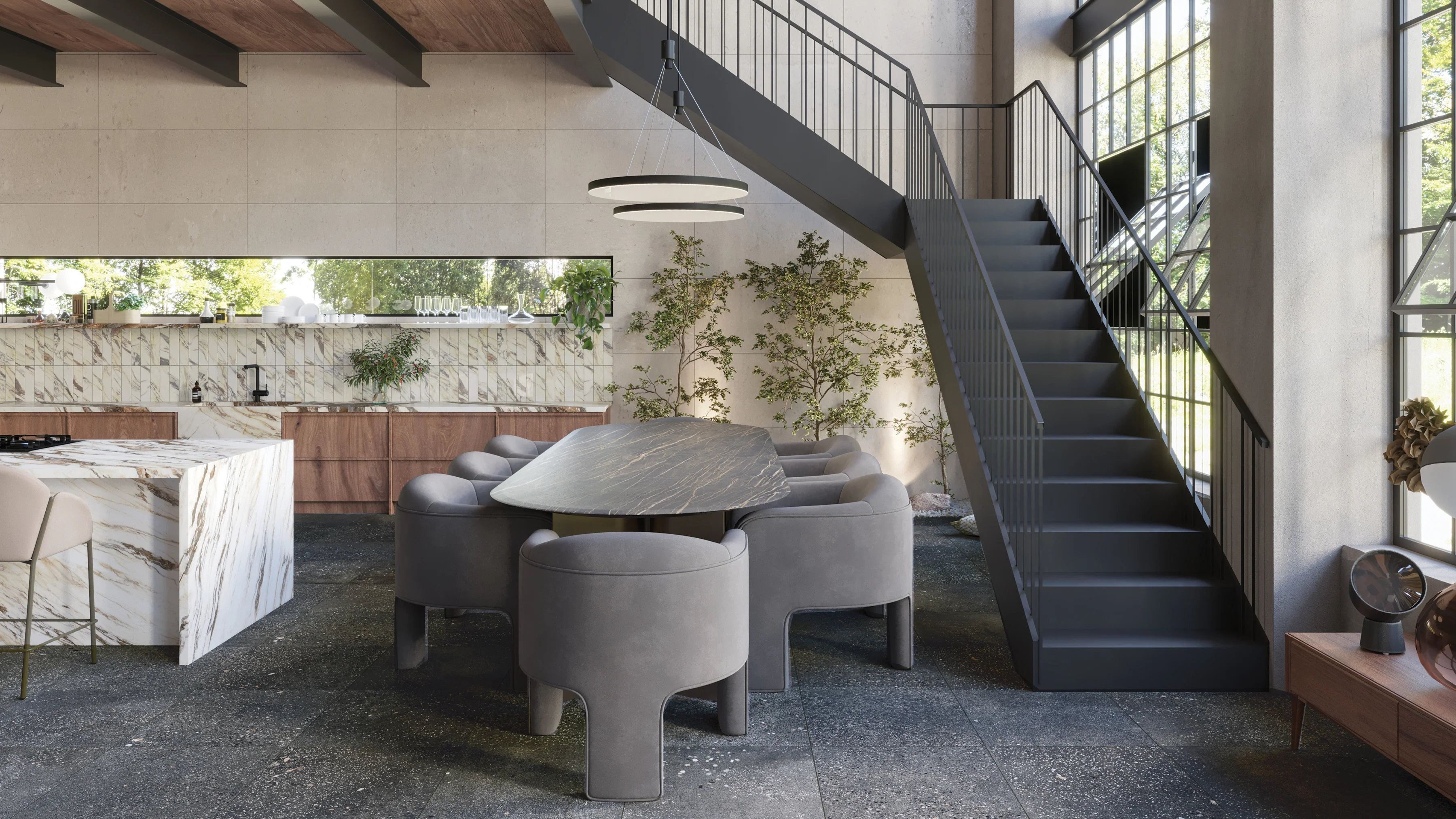Aniston 3x12 Polished Porcelain Tile in Calacatta Viola - Image 4