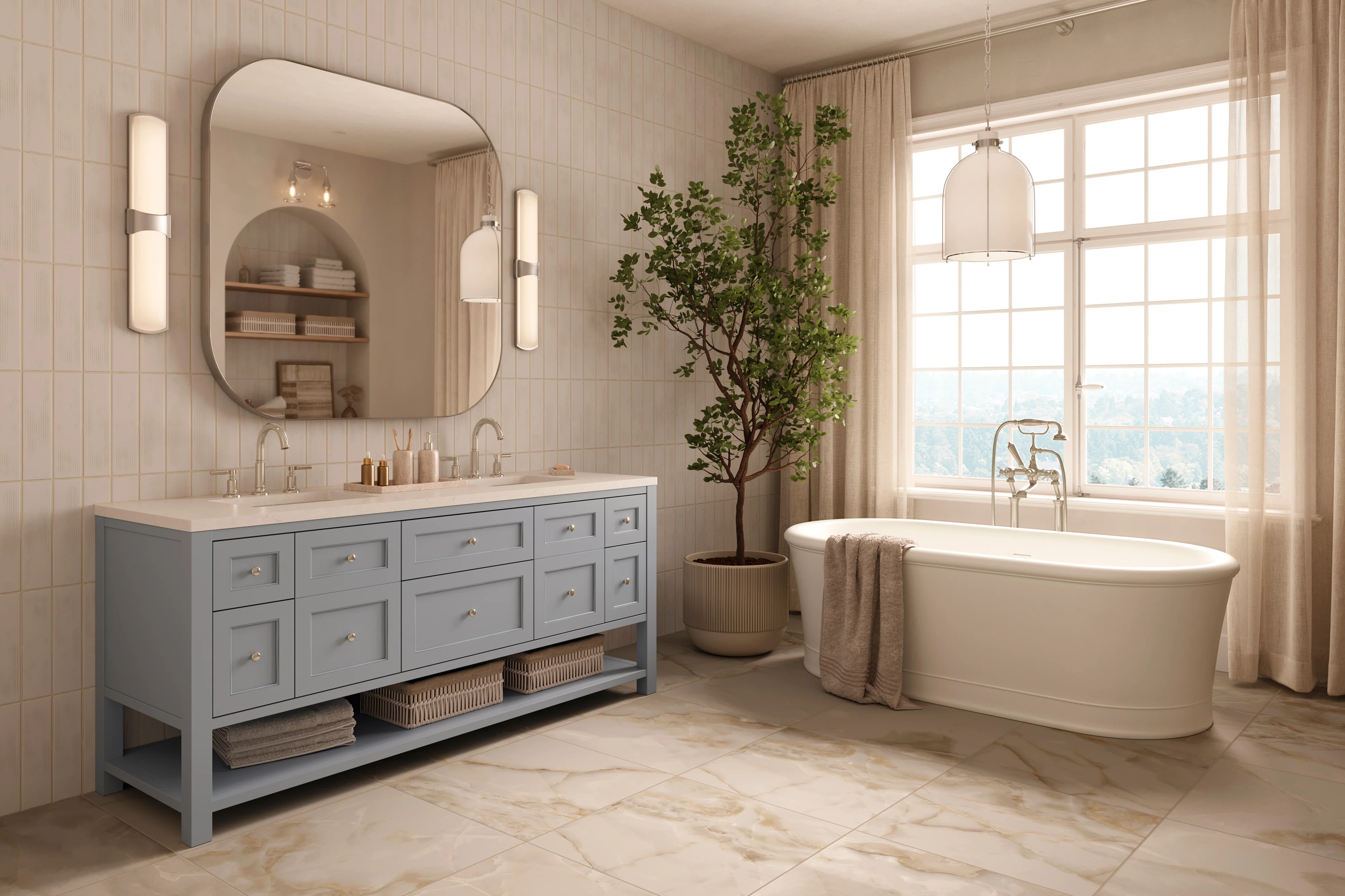 Astrid 24x24 Matte Porcelain Tile in Sand - Image 8