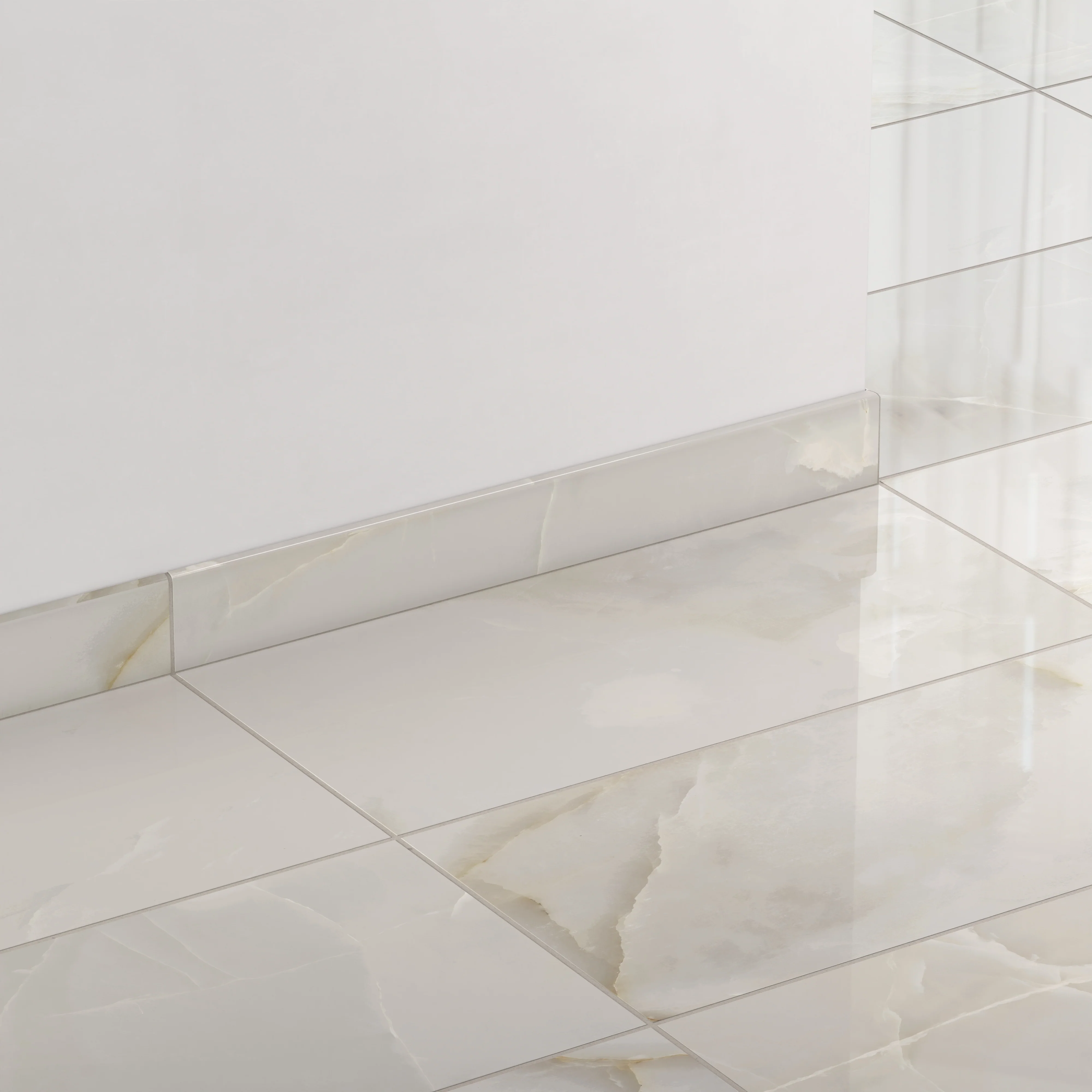 Astrid 3x24 Polished Porcelain Bullnose Tile in Oyster - Image 3