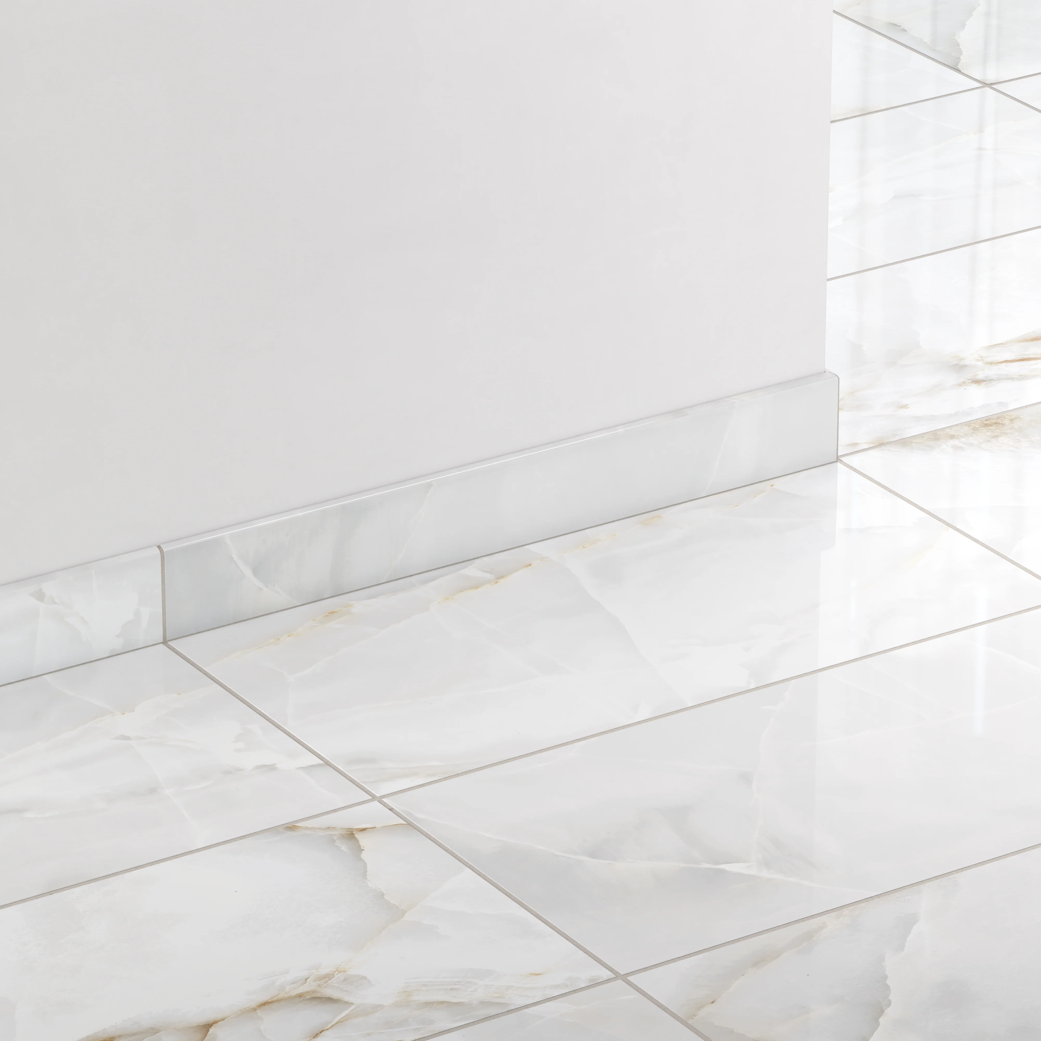 Astrid 3x24 Polished Porcelain Bullnose Tile in Pearl - Image 3