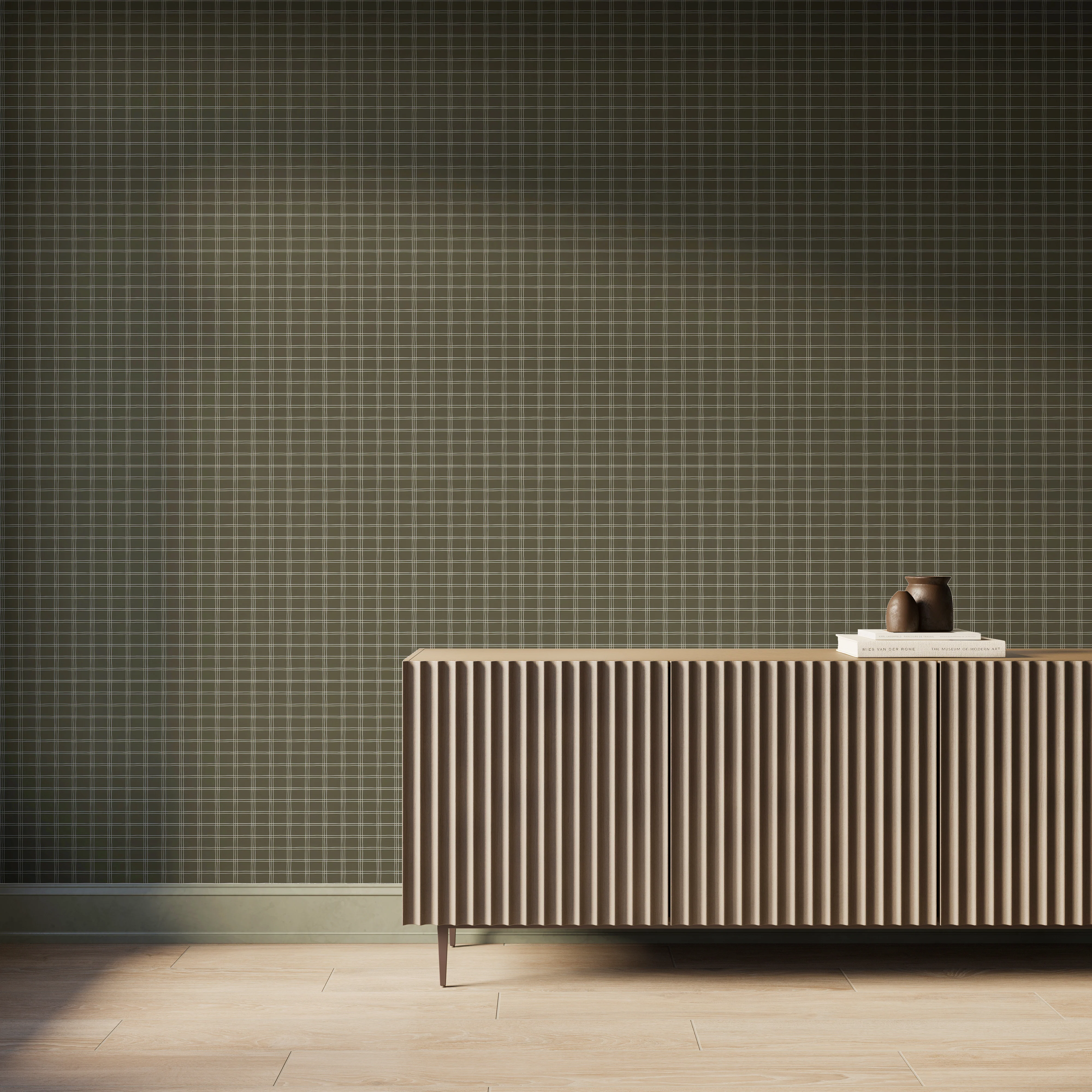 Berkshire Wallpaper in Olive I, 52" x 132" - Image 2
