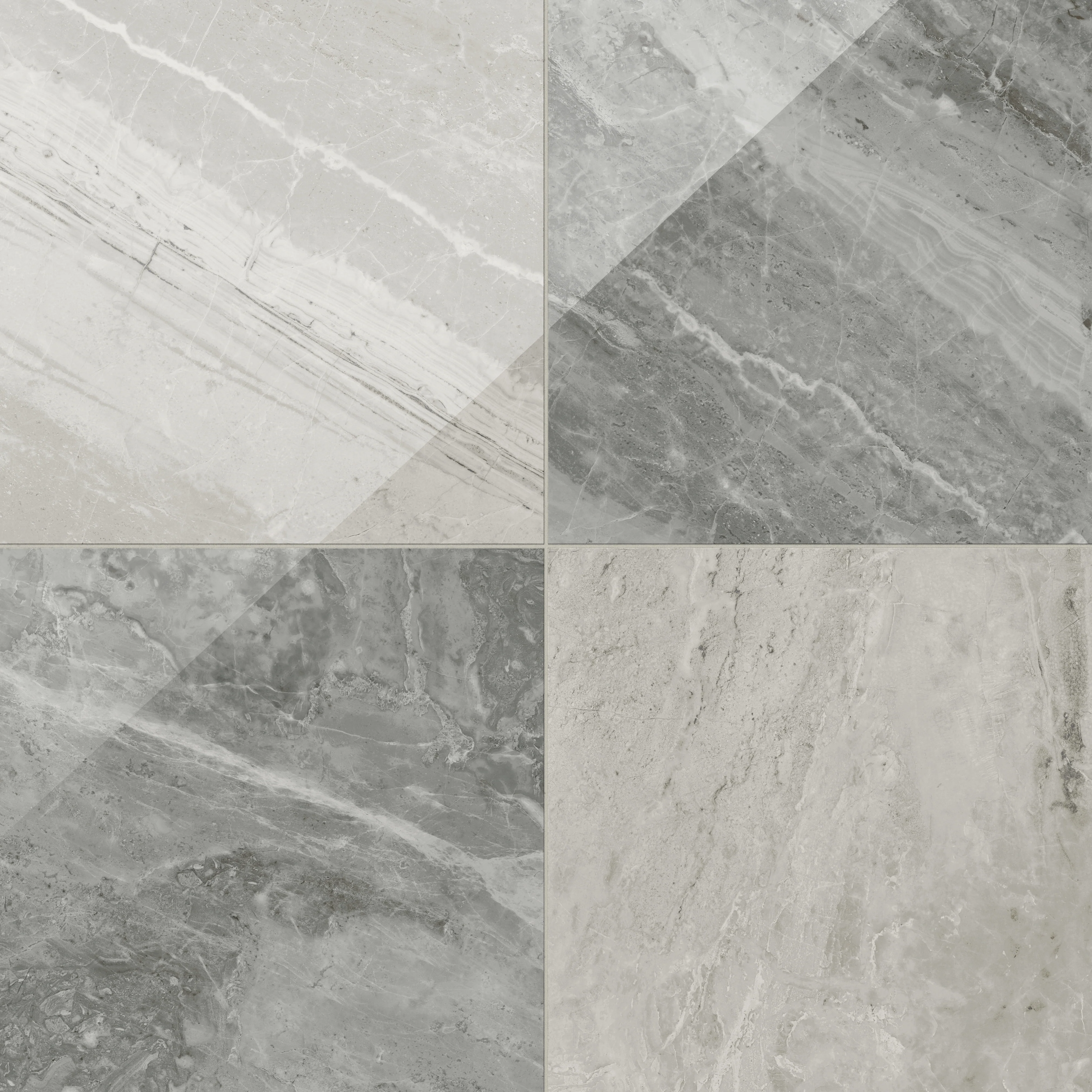 Blair 24x24 Checkerboard Polished Porcelain Tile in Oniciata Grey and Oniciata Beige