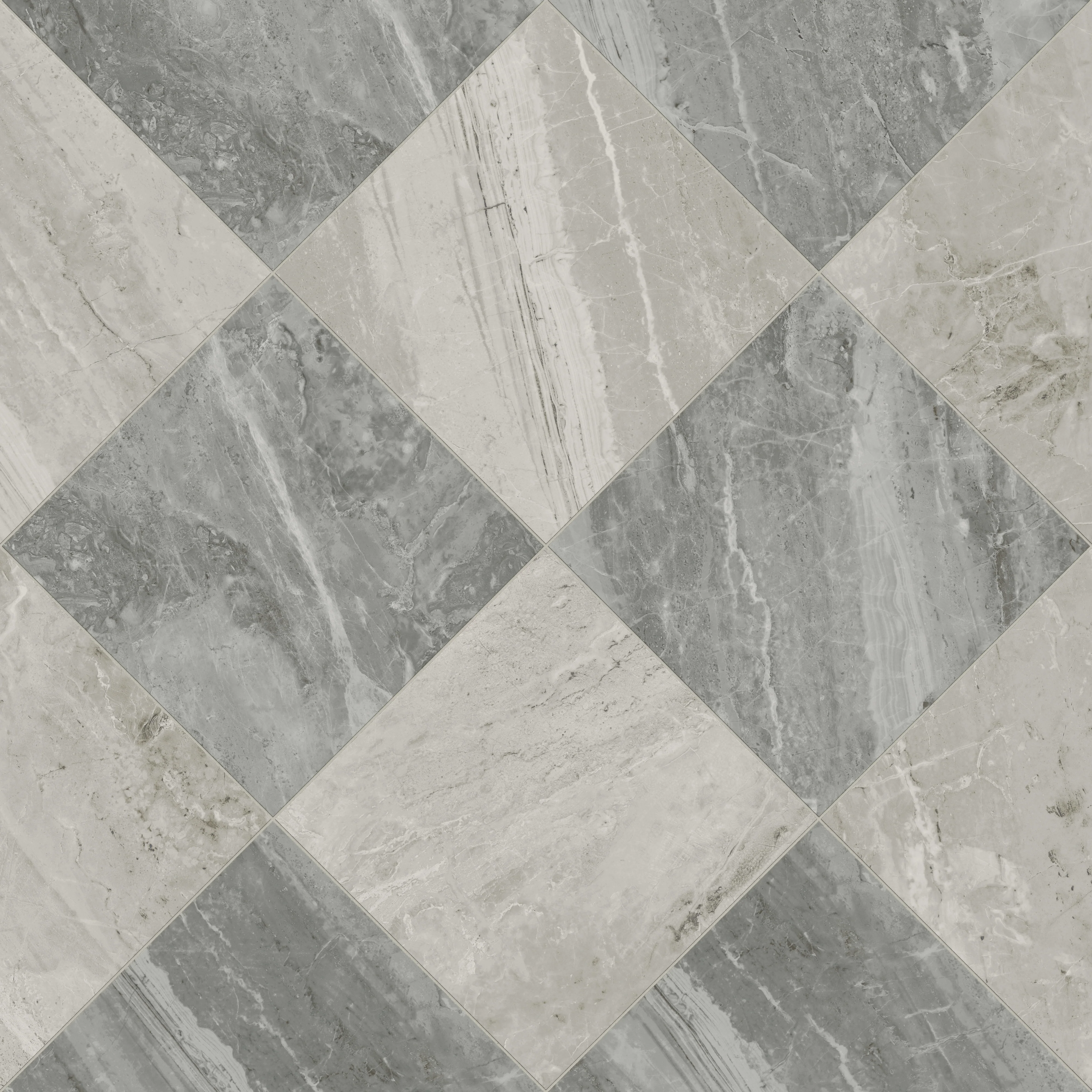 Blair 24x24 Checkerboard Polished Porcelain Tile in Oniciata Grey and Oniciata Beige - Image 4