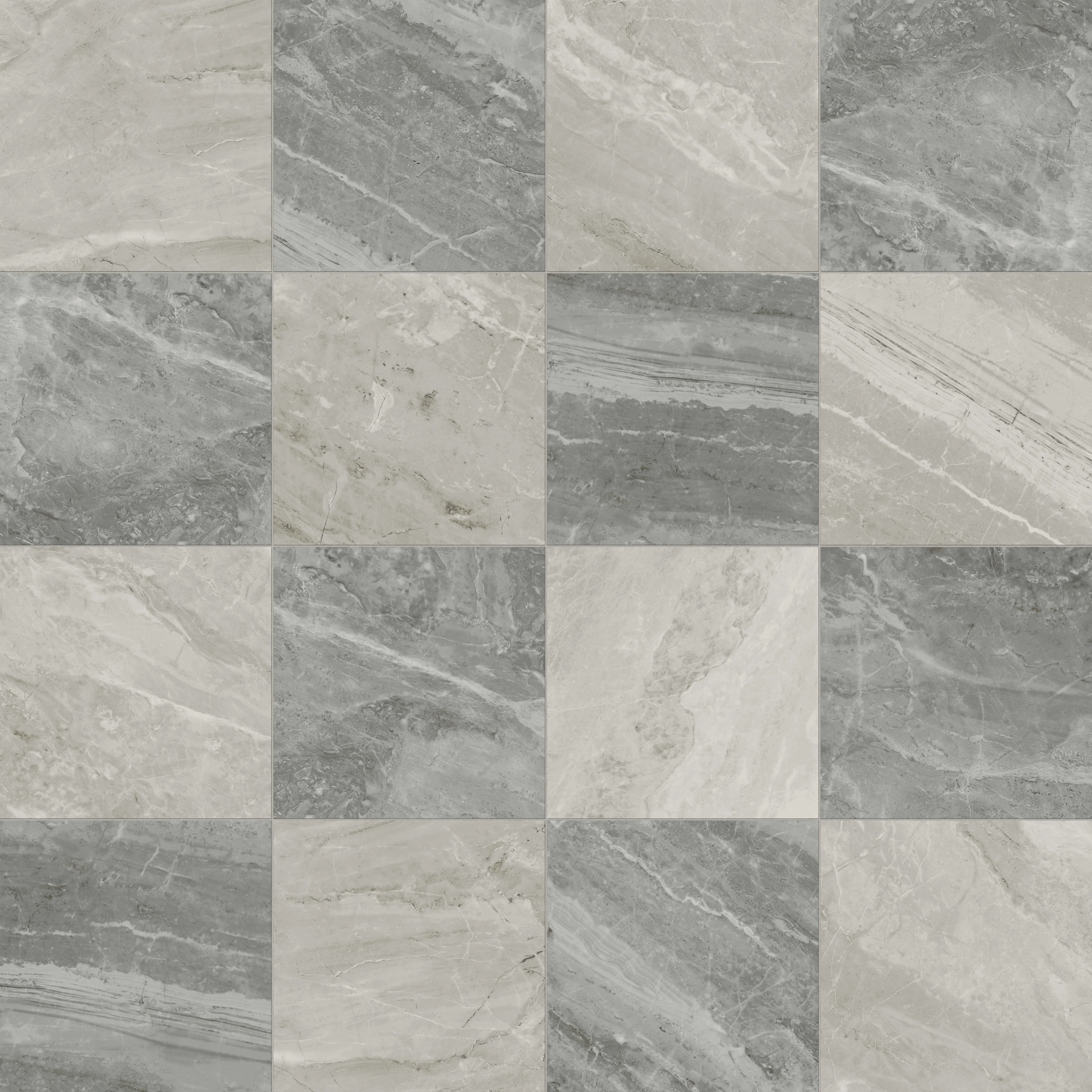 Blair 24x24 Checkerboard Polished Porcelain Tile in Oniciata Grey and Oniciata Beige - Image 5
