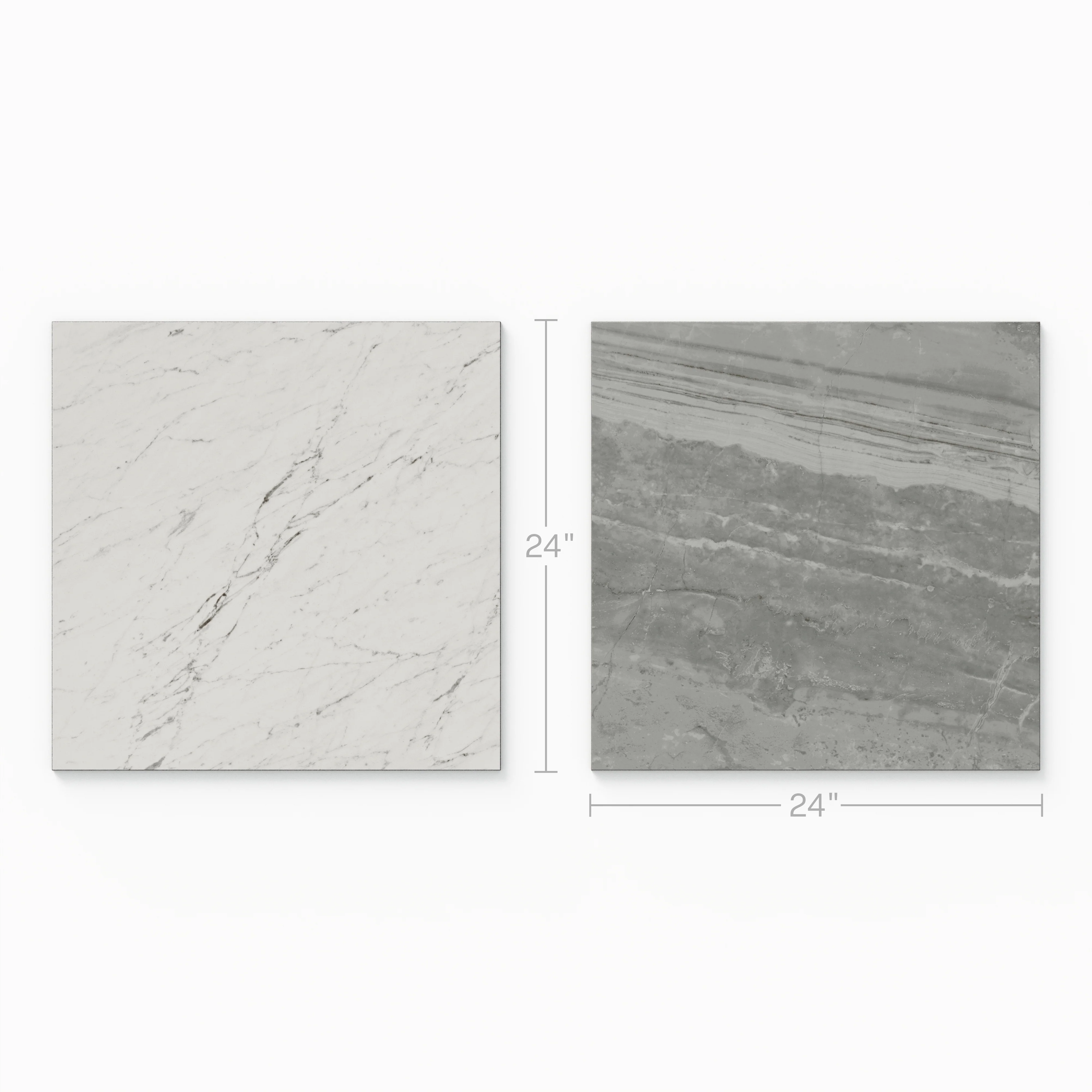 Blair 24x24 Checkerboard Polished Porcelain Tile in White Carrara and Oniciata Grey - Image 2