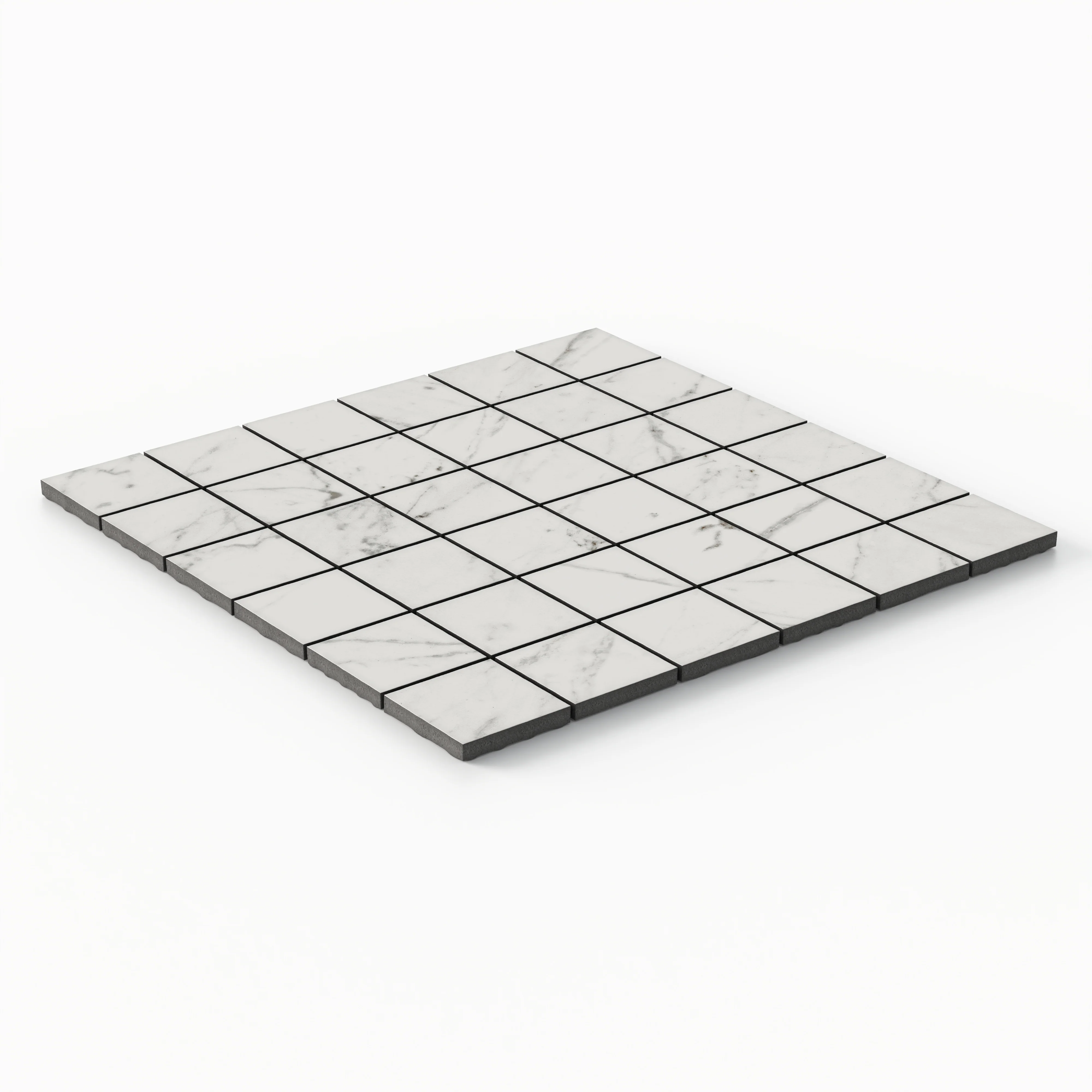 Blair 2x2 Matte Porcelain Mosaic Tile in White Carrara - Image 3