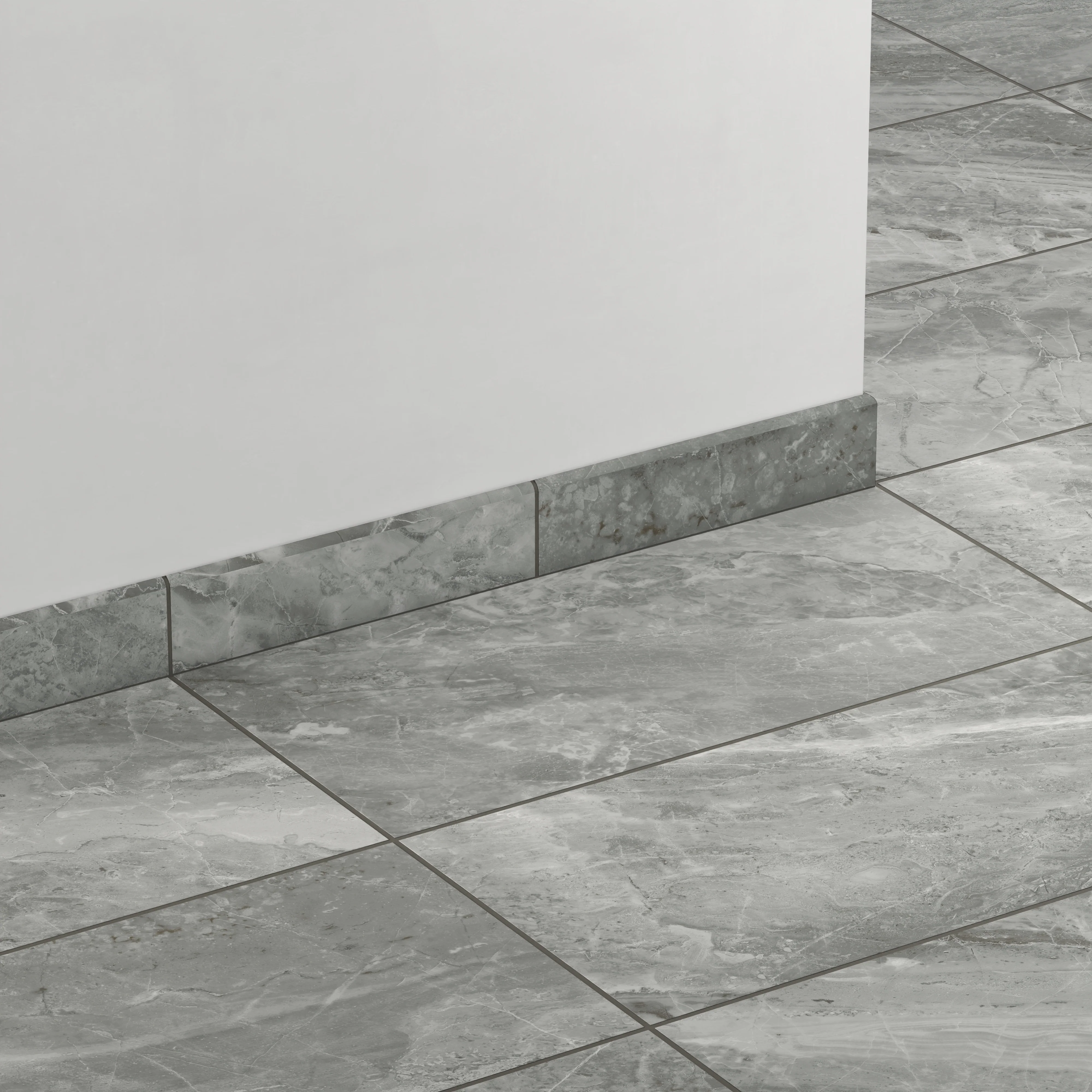 Blair 3x12 Matte Porcelain Bullnose Tile in Oniciata Grey - Image 3