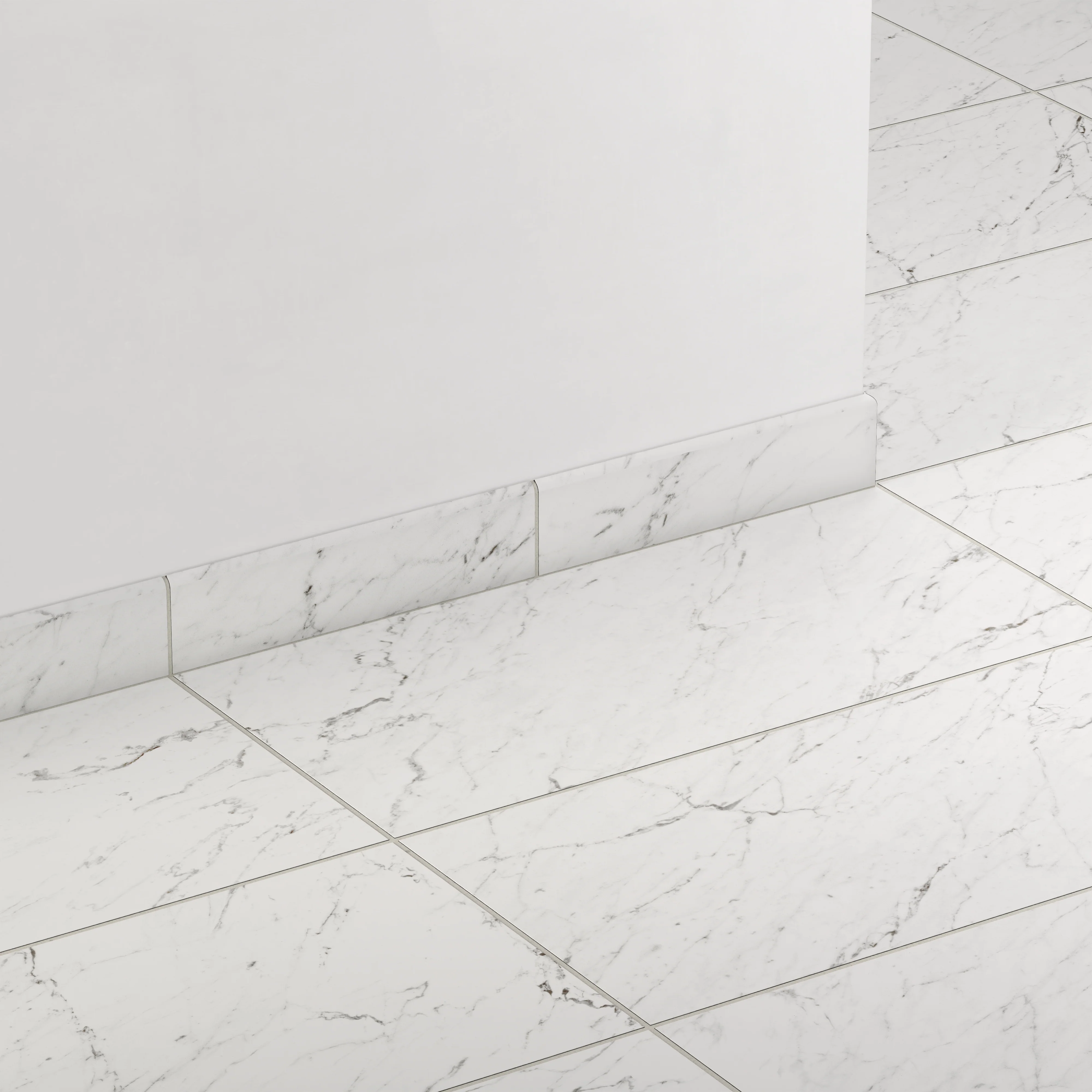 Blair 3x12 Matte Porcelain Bullnose Tile in White Carrara - Image 3