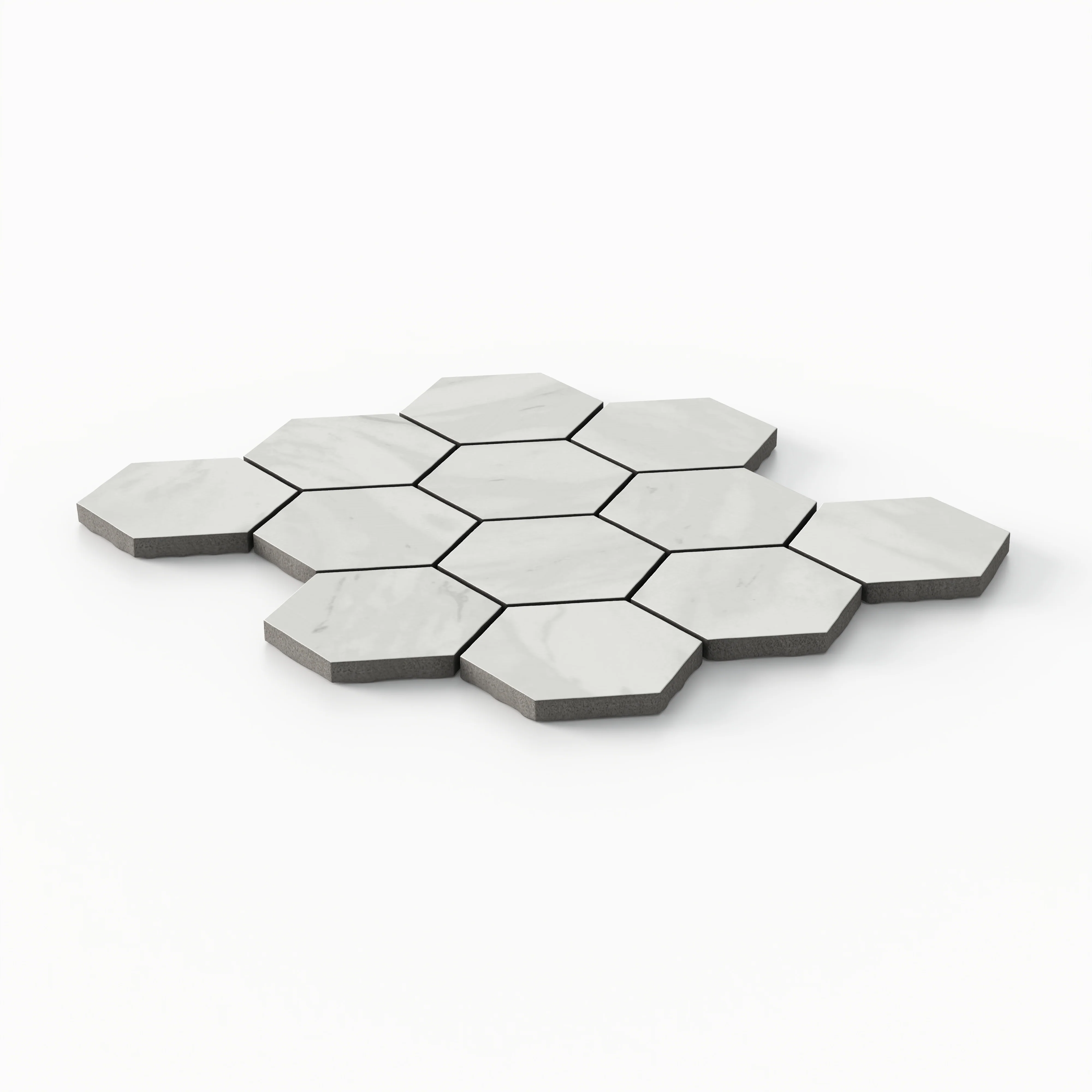 Blair 3x3 Matte Porcelain Hexagon Mosaic Tile in Volakas White - Image 3