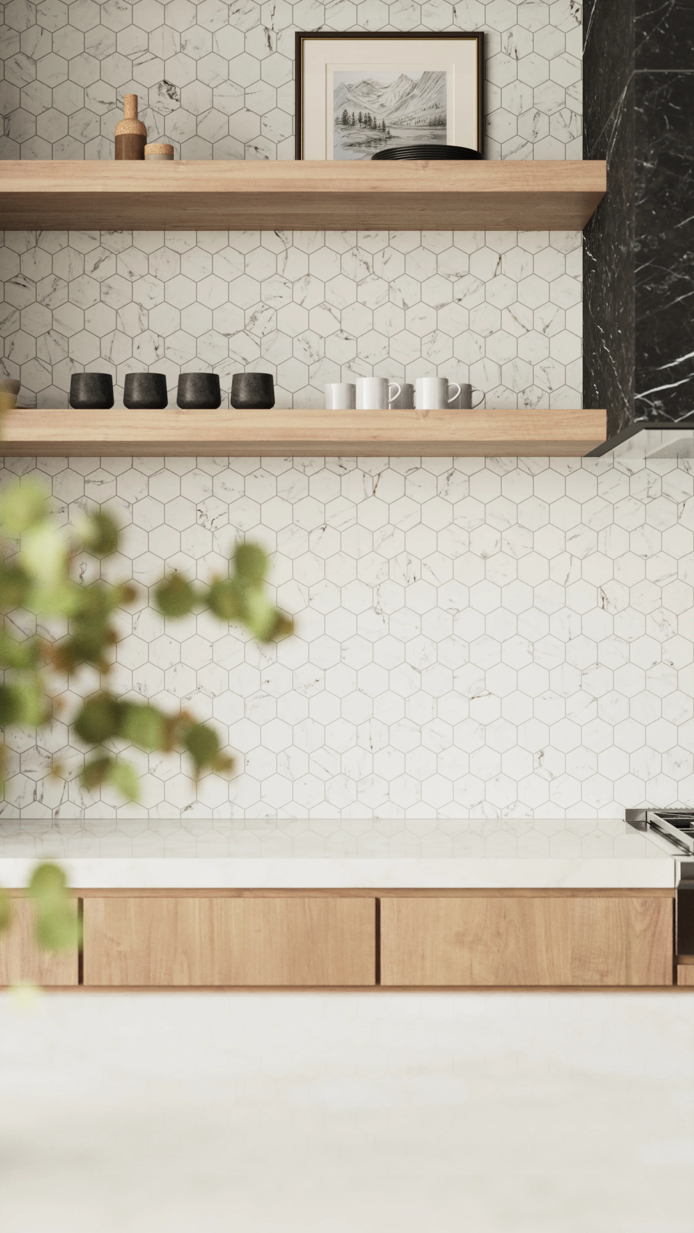 Blair 3x3 Matte Porcelain Hexagon Mosaic Tile in White Carrara - Image 8