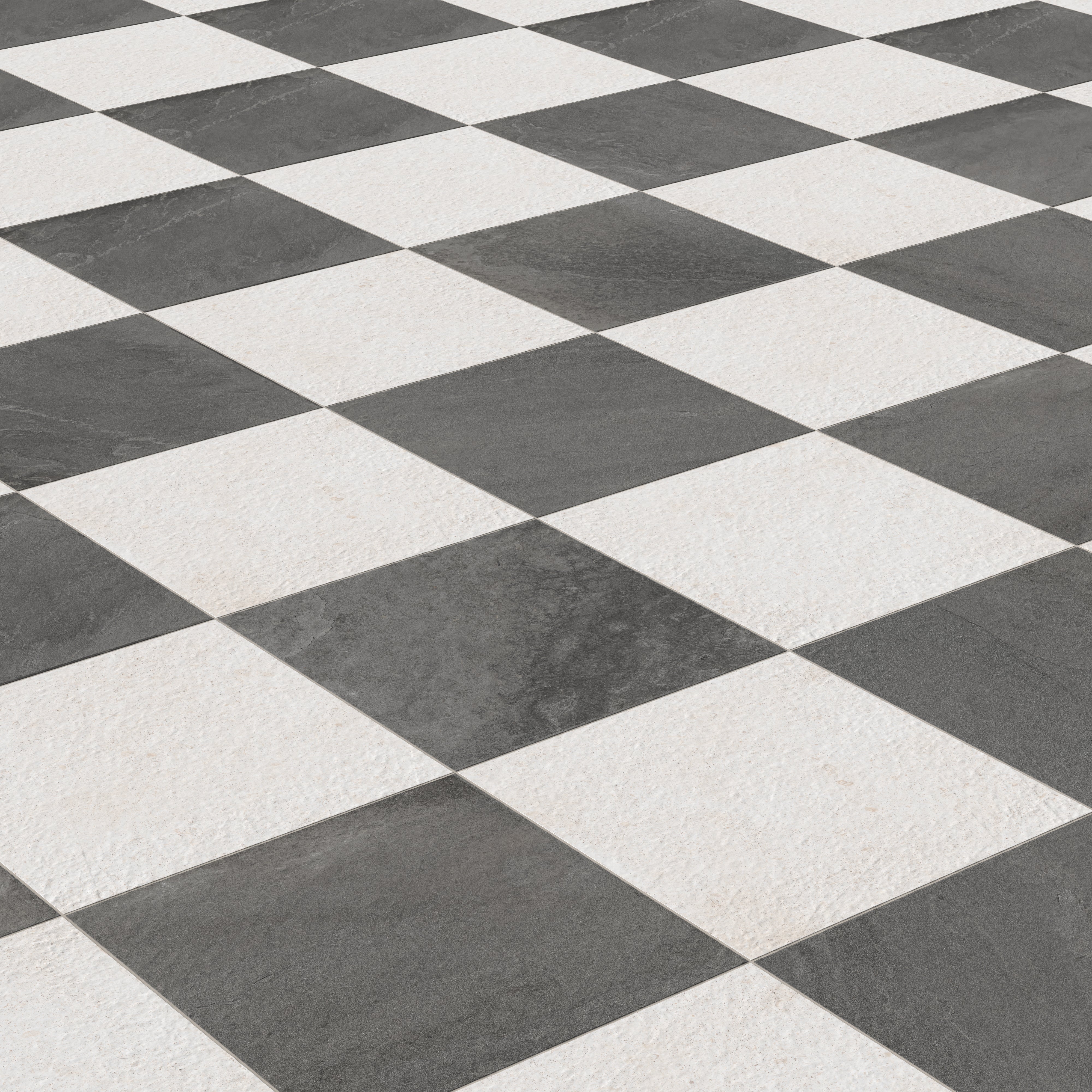 Bowden 24x24 Checkerboard Grip 2cm Porcelain Paver Tile in Charcoal & Canvas - Image 6