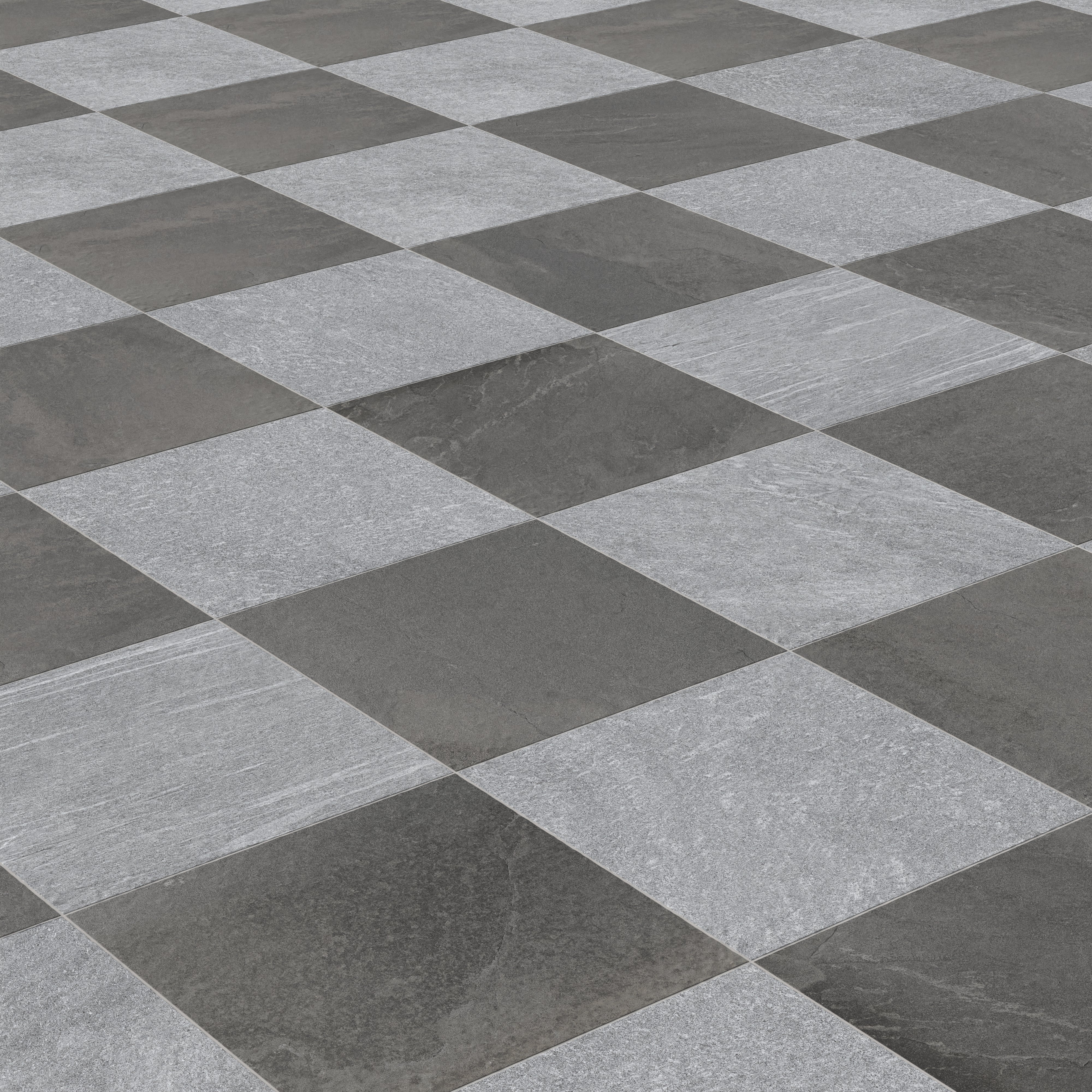 Bowden 24x24 Checkerboard Grip 2cm Porcelain Paver Tile in Charcoal & Slate - Image 6