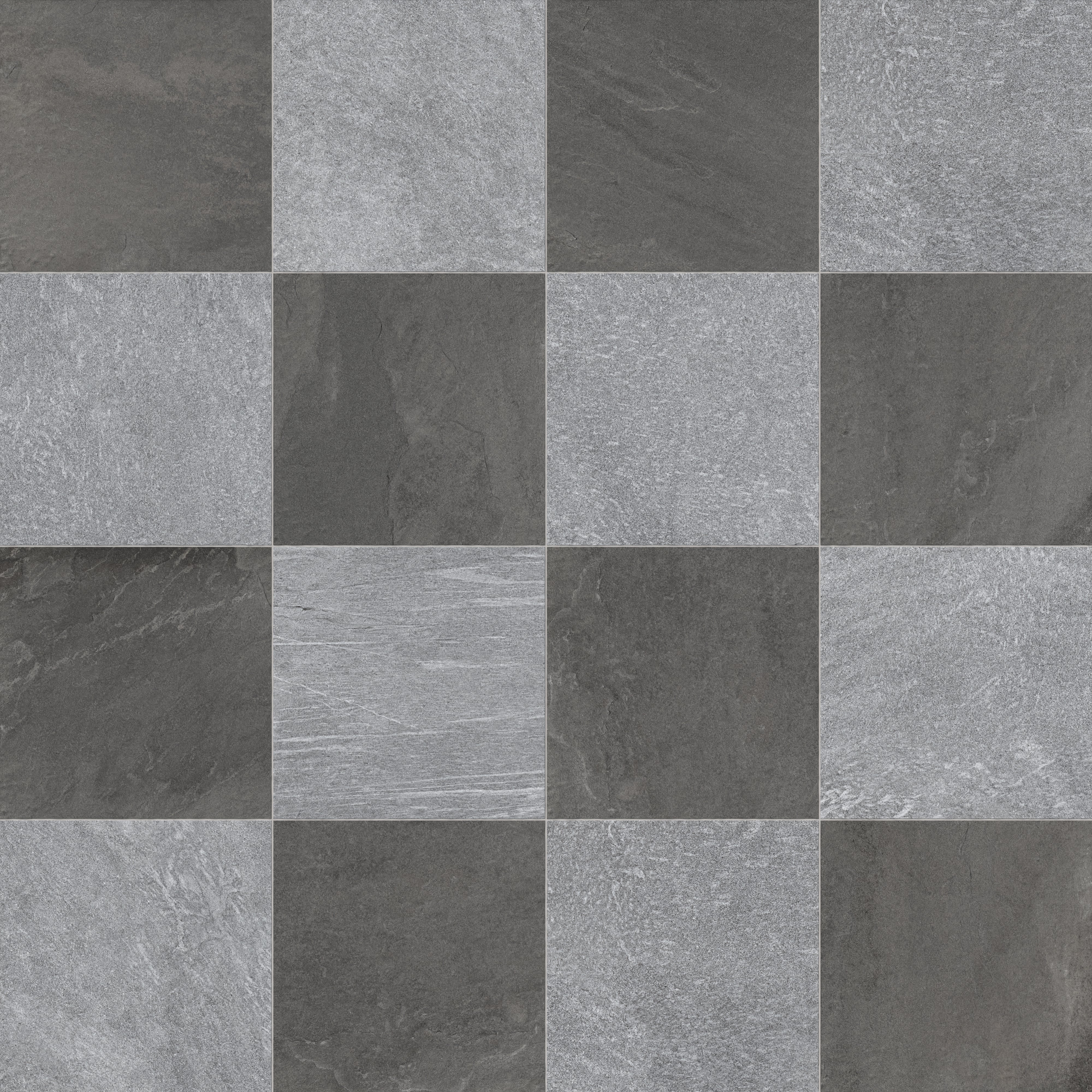 Bowden 24x24 Checkerboard Grip 2cm Porcelain Paver Tile in Charcoal & Slate - Image 8