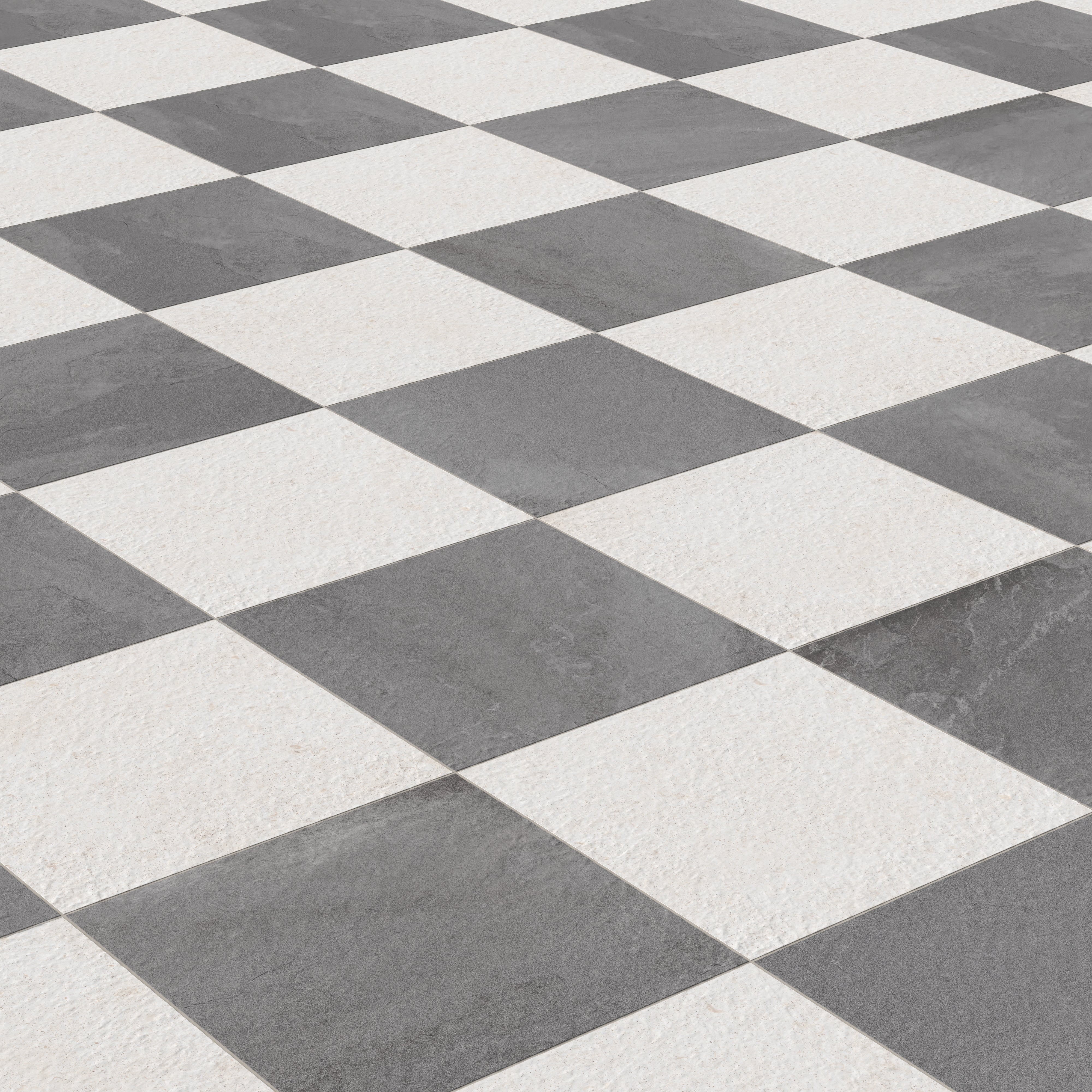 Bowden 24x24 Checkerboard Grip 2cm Porcelain Paver Tile in Graphite & Canvas - Image 6