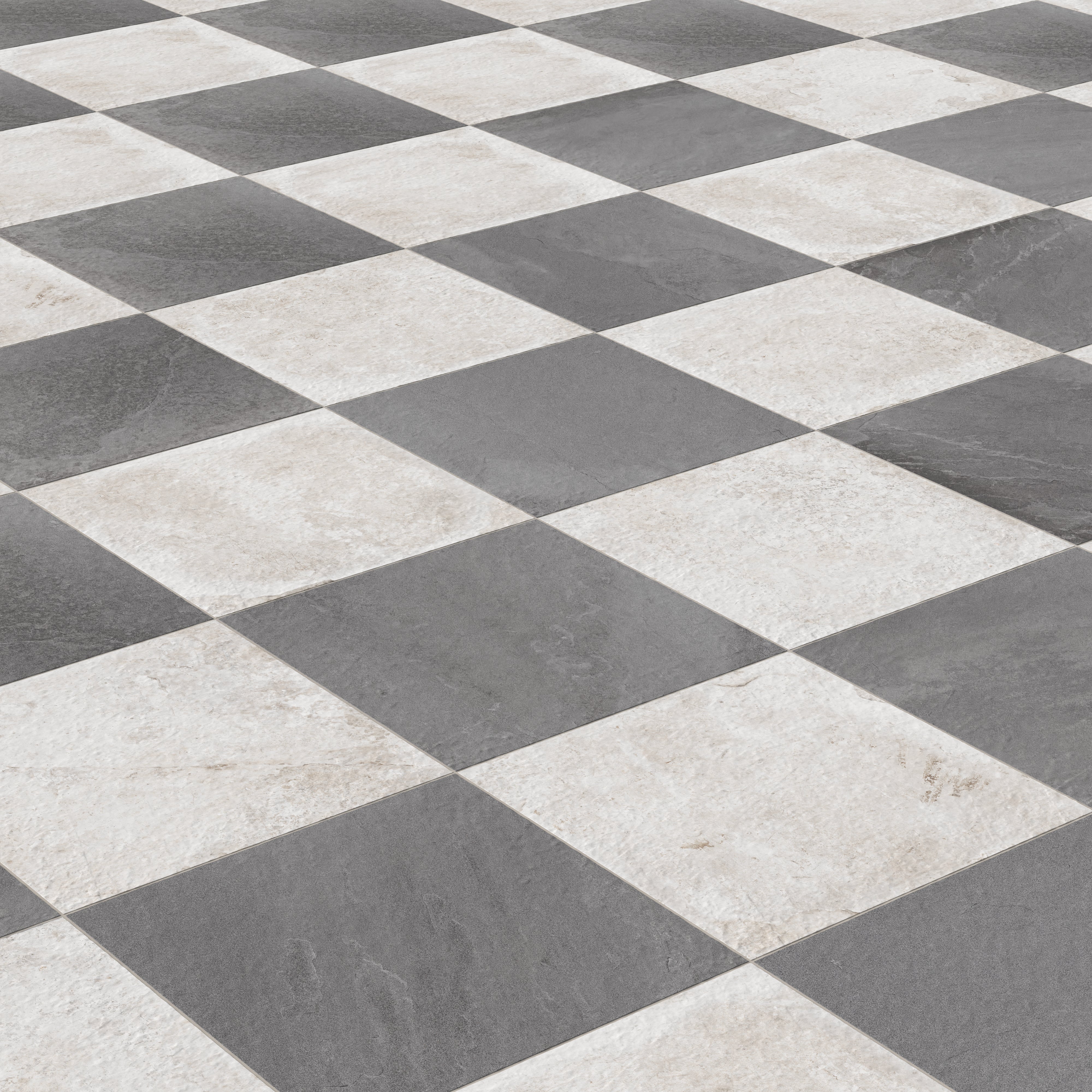 Bowden 24x24 Checkerboard Grip 2cm Porcelain Paver Tile in Graphite & Oat - Image 6