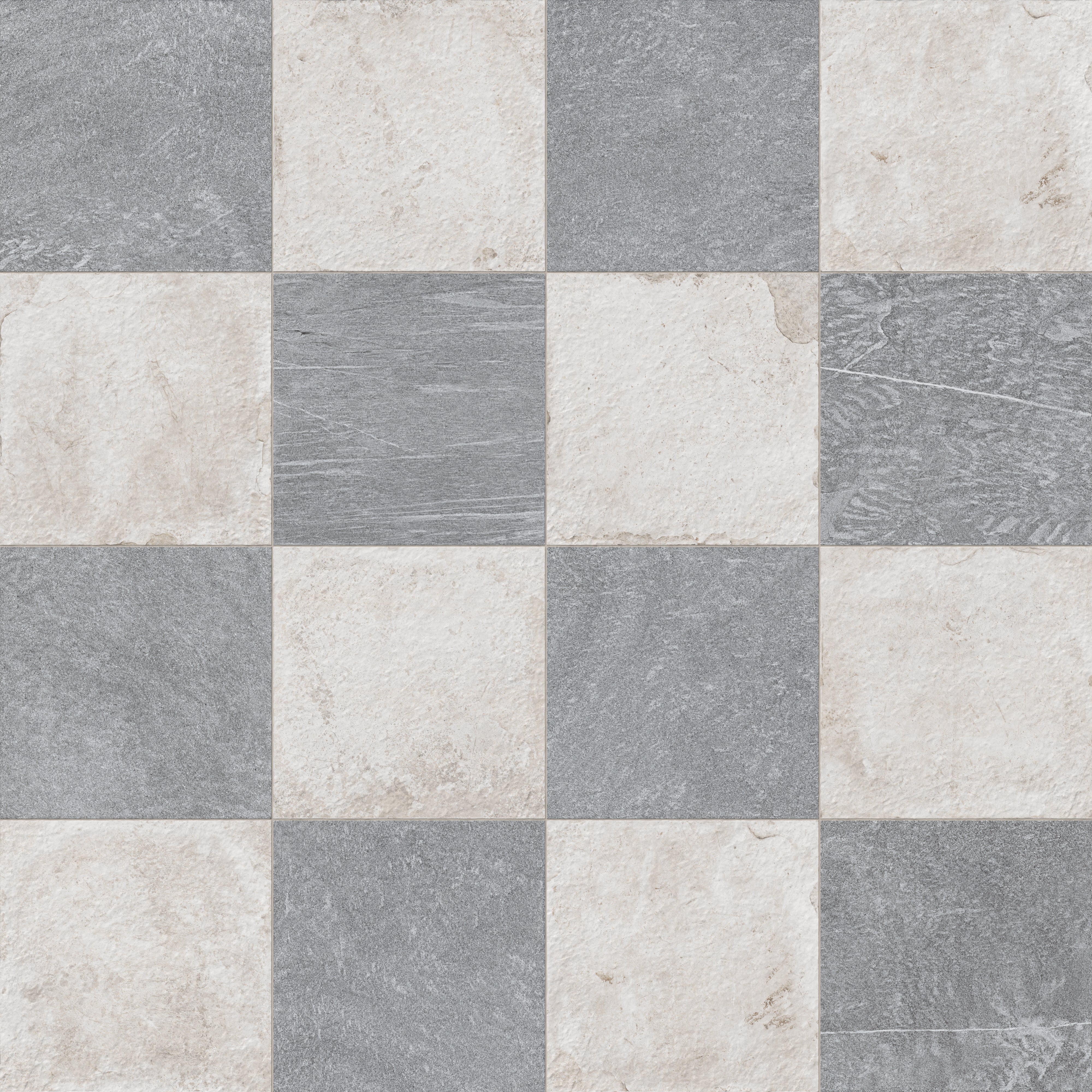 Bowden 24x24 Checkerboard Grip 2cm Porcelain Paver Tile in Slate & Oat - Image 8