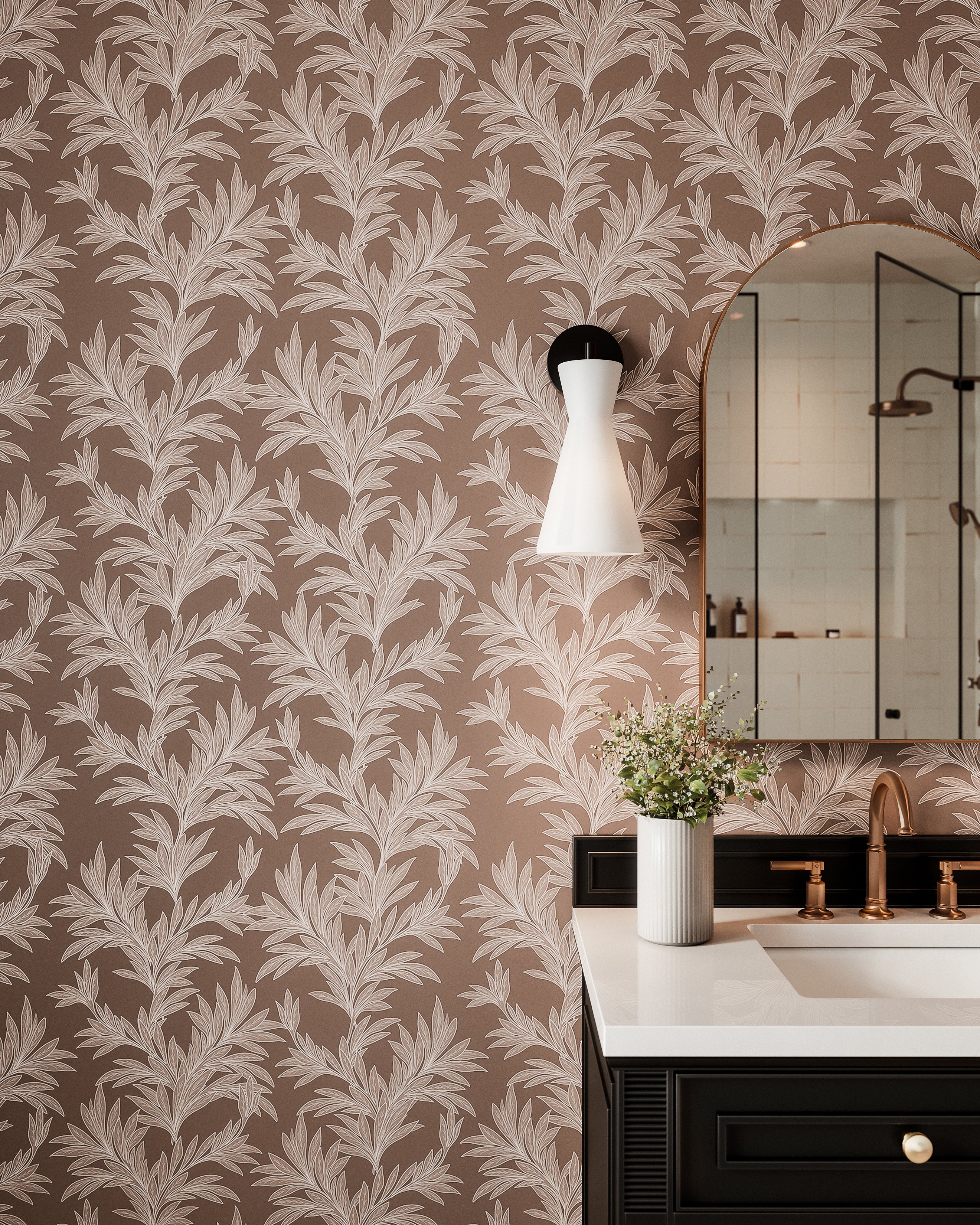 Bower Wallpaper in Taupe I, 52" x 132" - Image 2