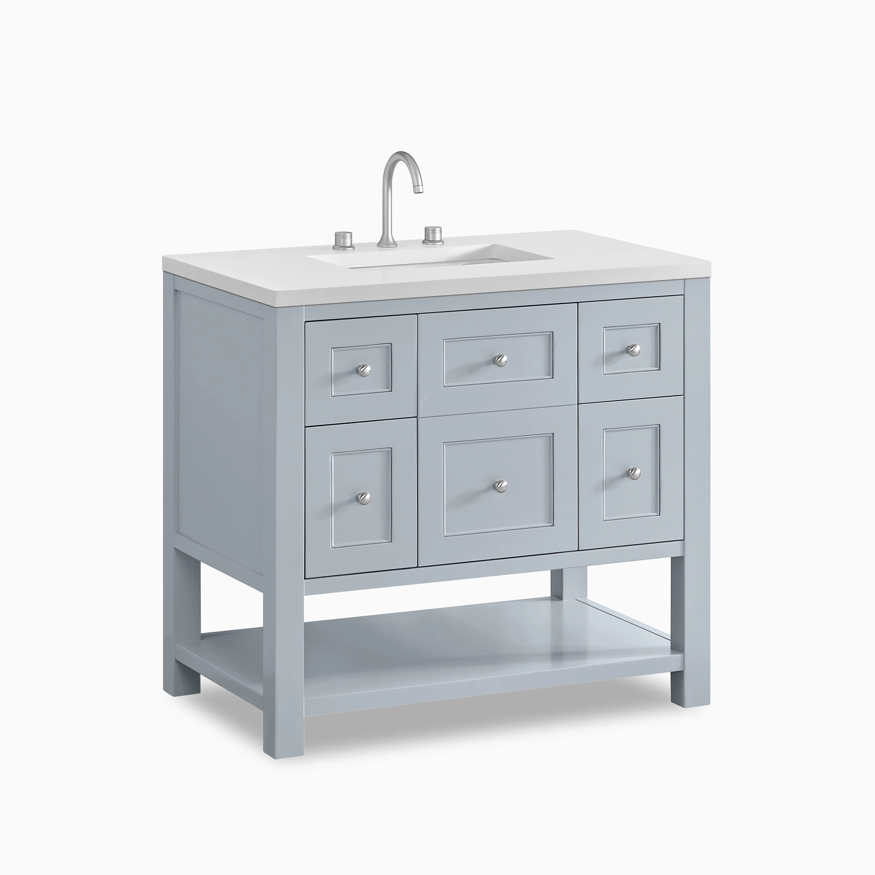 Bridgette 36" Single Vanity in Serenity Blue with 3 cm White Zeus Quartz Top - Image 3