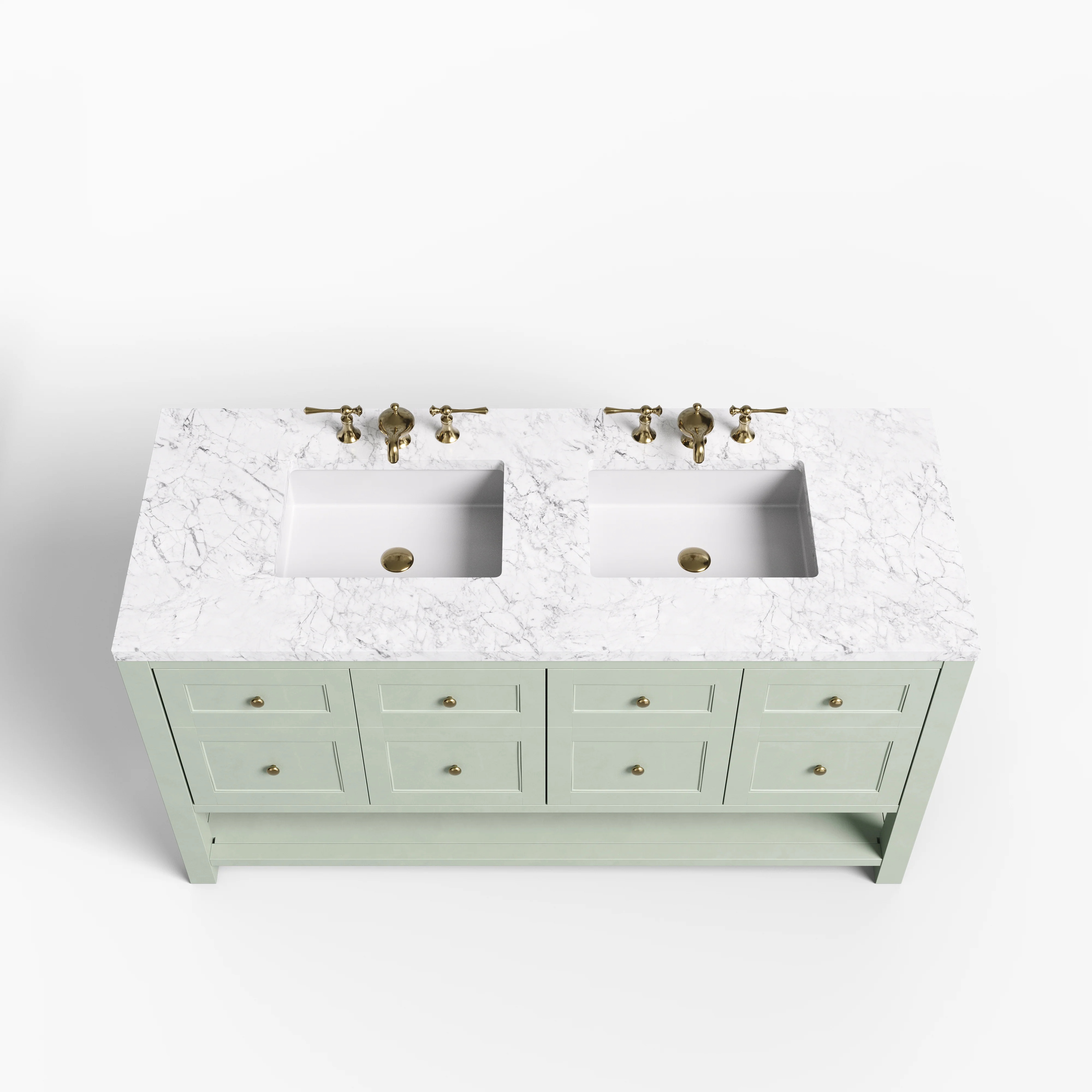 Bridgette 60" Double Vanity in Smokey Celadon with 3 cm Carrara Marble Top - Image 3
