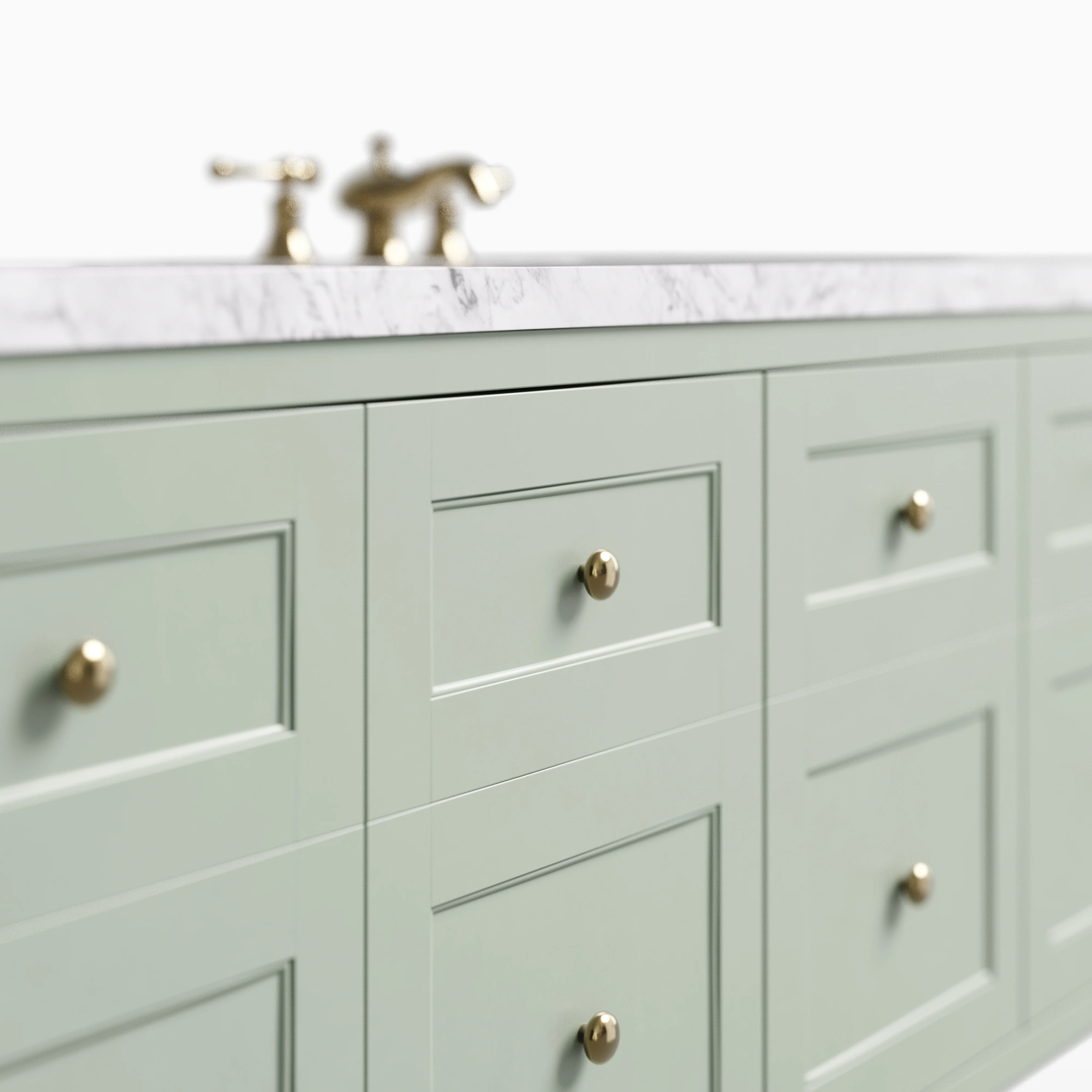 Bridgette 60" Double Vanity in Smokey Celadon with 3 cm Carrara Marble Top - Image 5