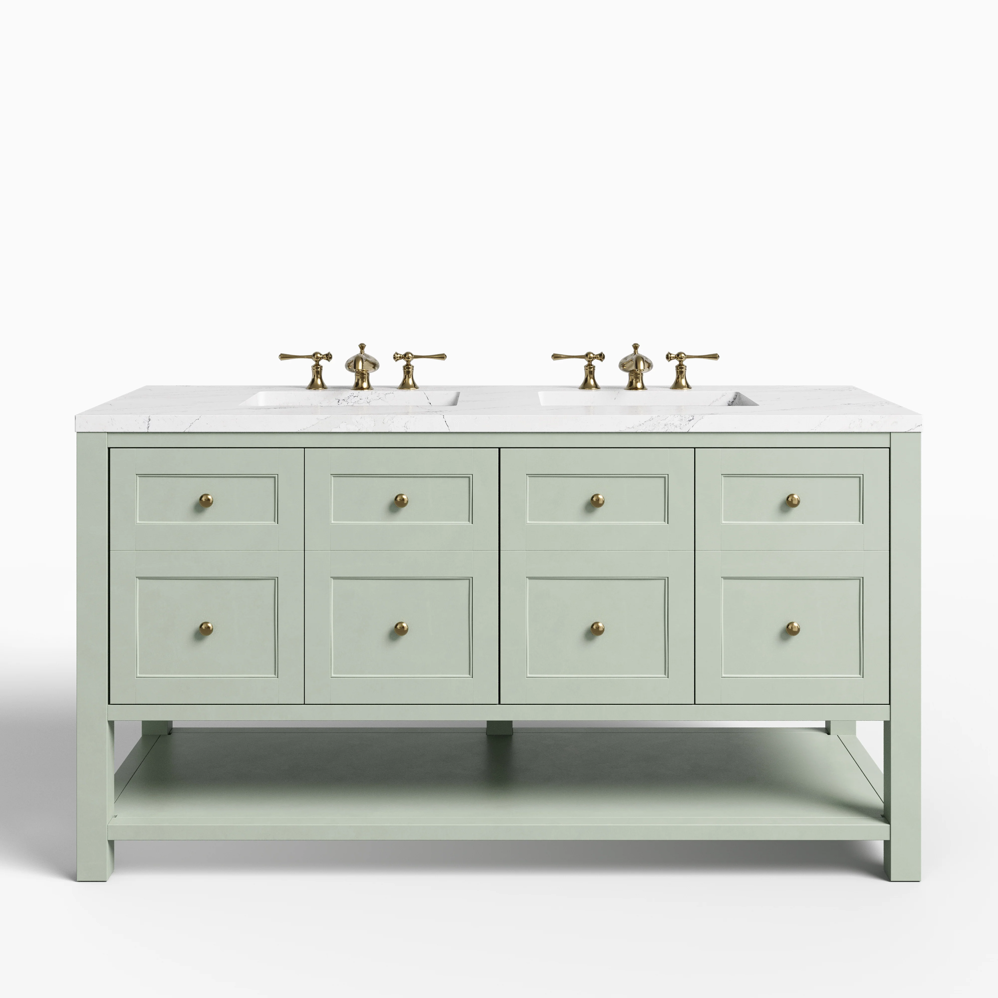 Bridgette 60" Double Vanity in Smokey Celadon with 3 cm Ethereal Noctis Quartz Top