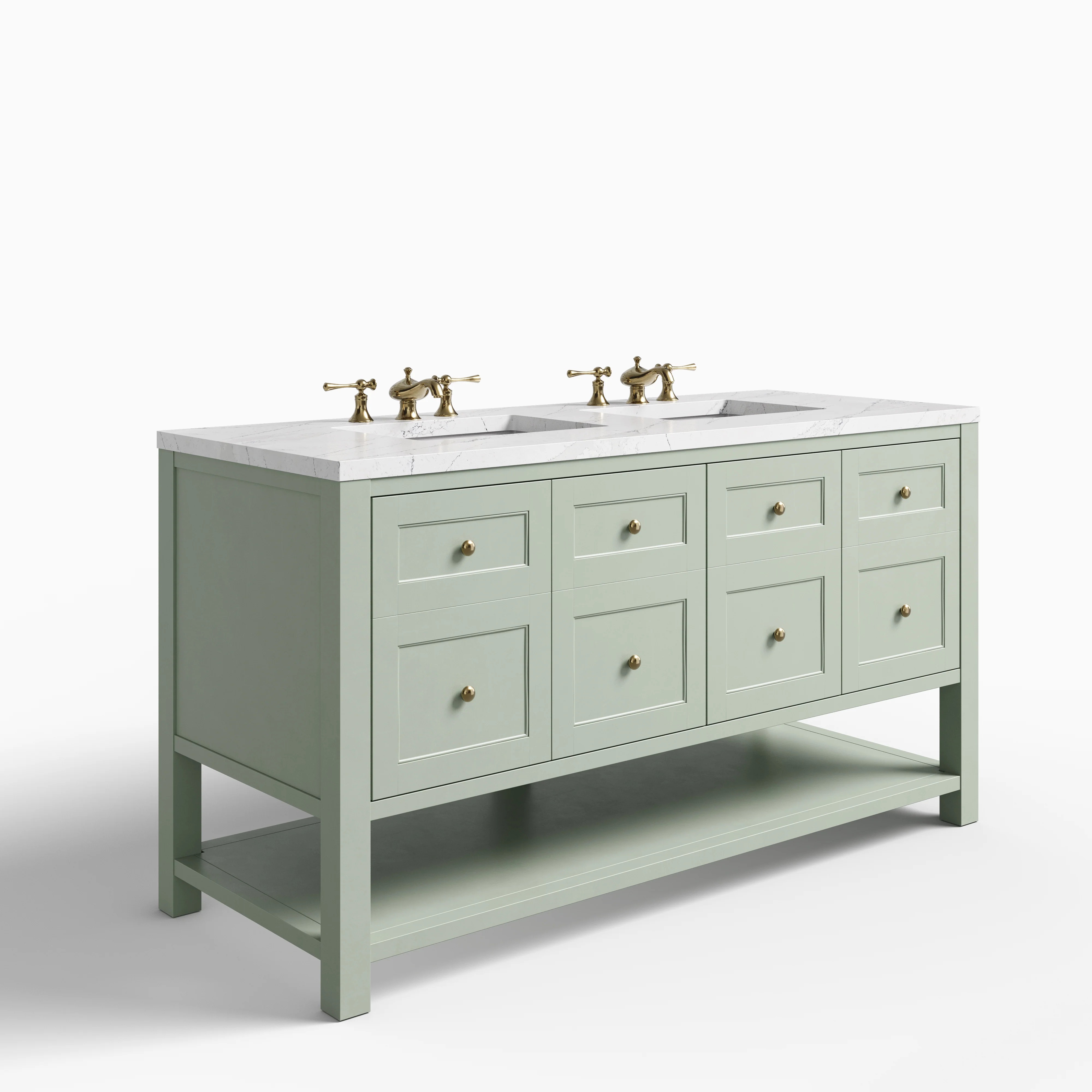 Bridgette 60" Double Vanity in Smokey Celadon with 3 cm Ethereal Noctis Quartz Top - Image 2