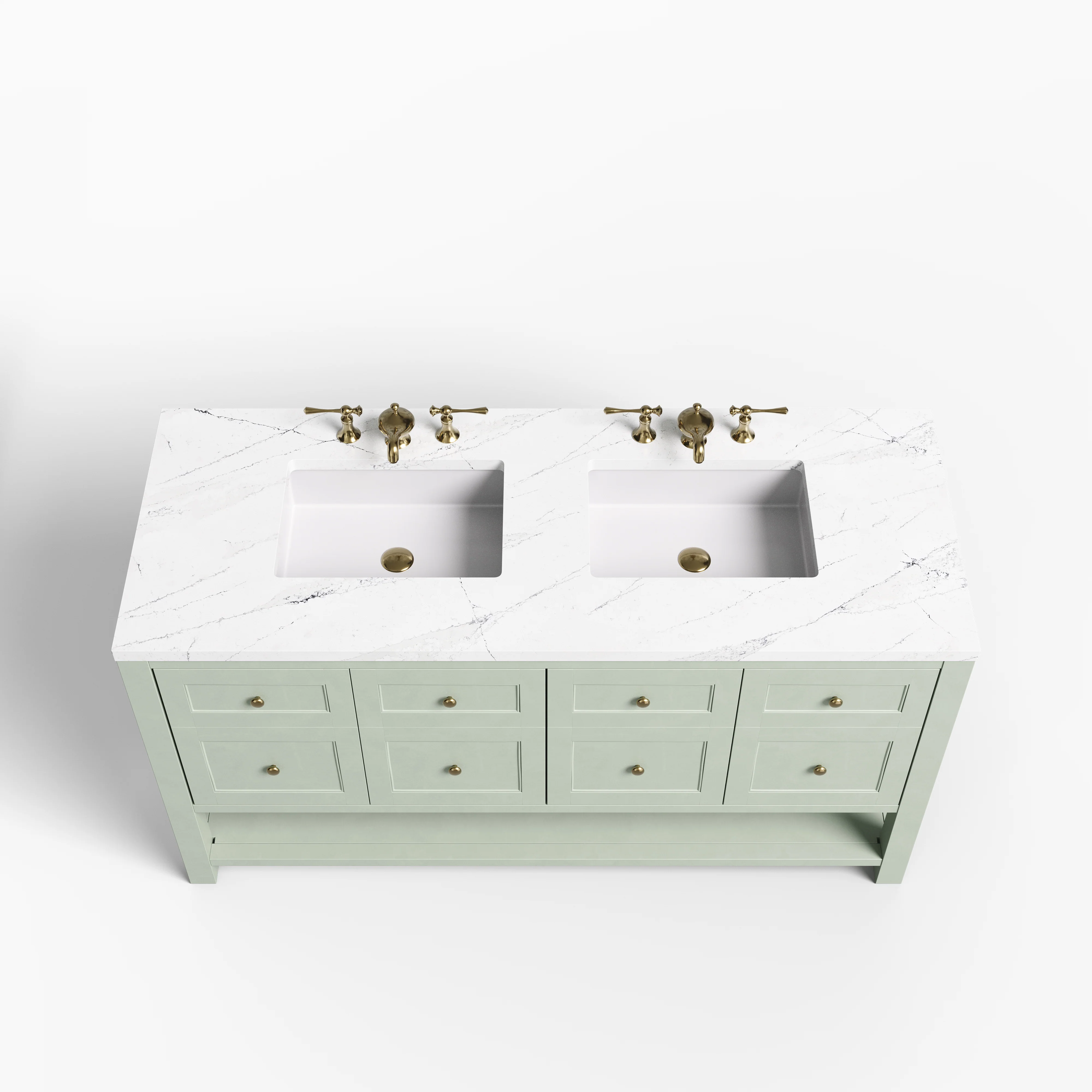Bridgette 60" Double Vanity in Smokey Celadon with 3 cm Ethereal Noctis Quartz Top - Image 3