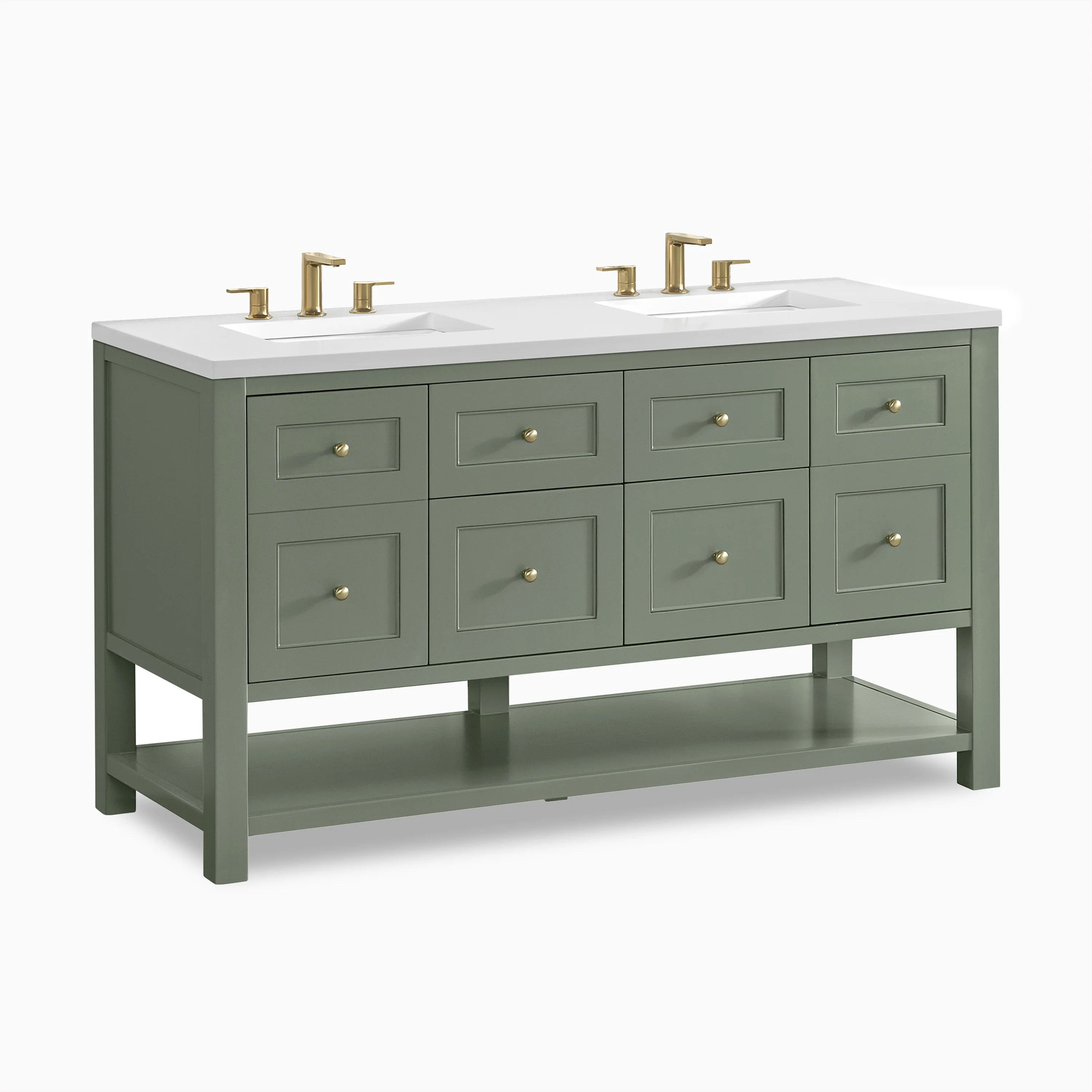 Bridgette 60" Double Vanity in Smokey Celadon with 3 cm White Zeus Quartz Top - Image 3