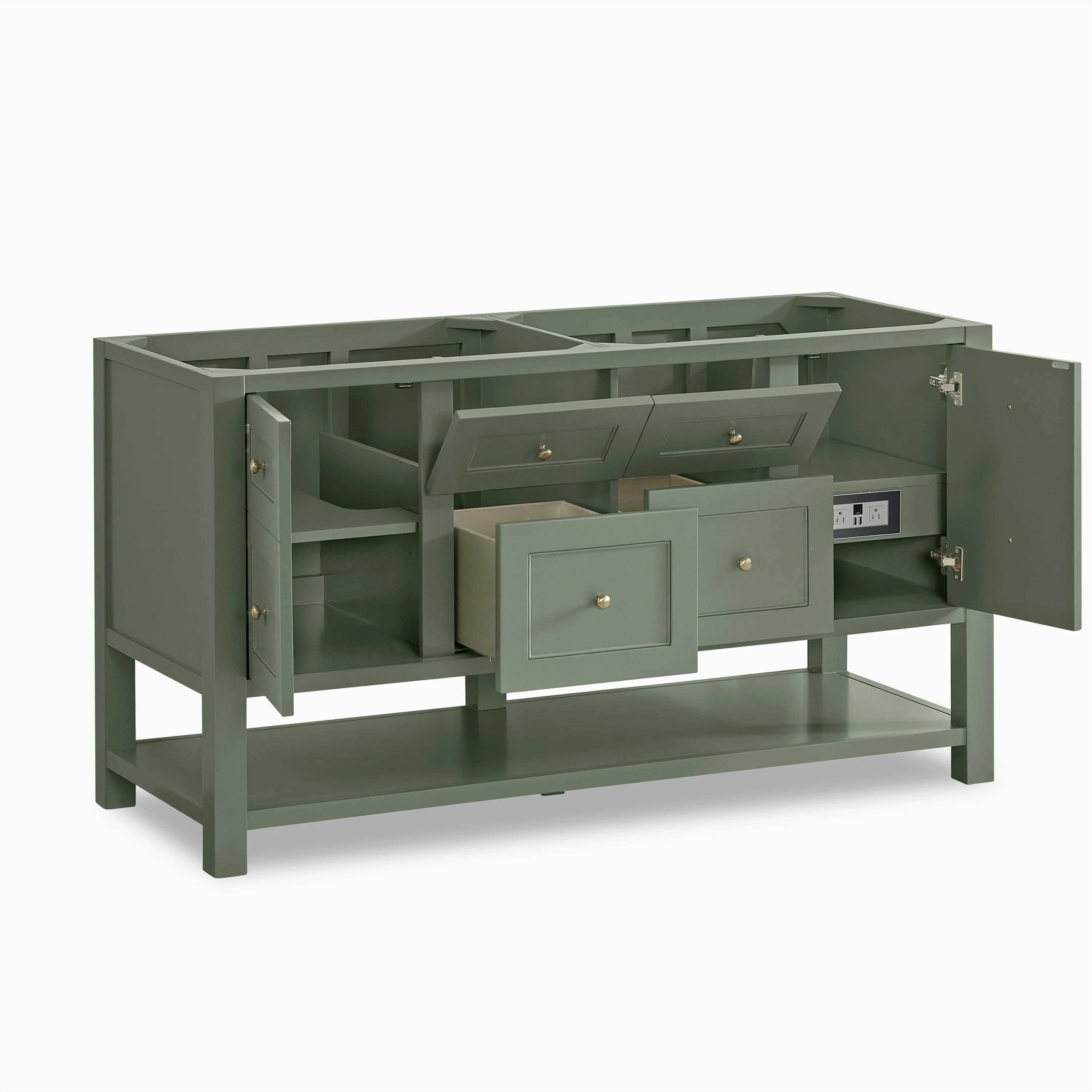 Bridgette 60" Double Vanity in Smokey Celadon with 3 cm White Zeus Quartz Top - Image 4