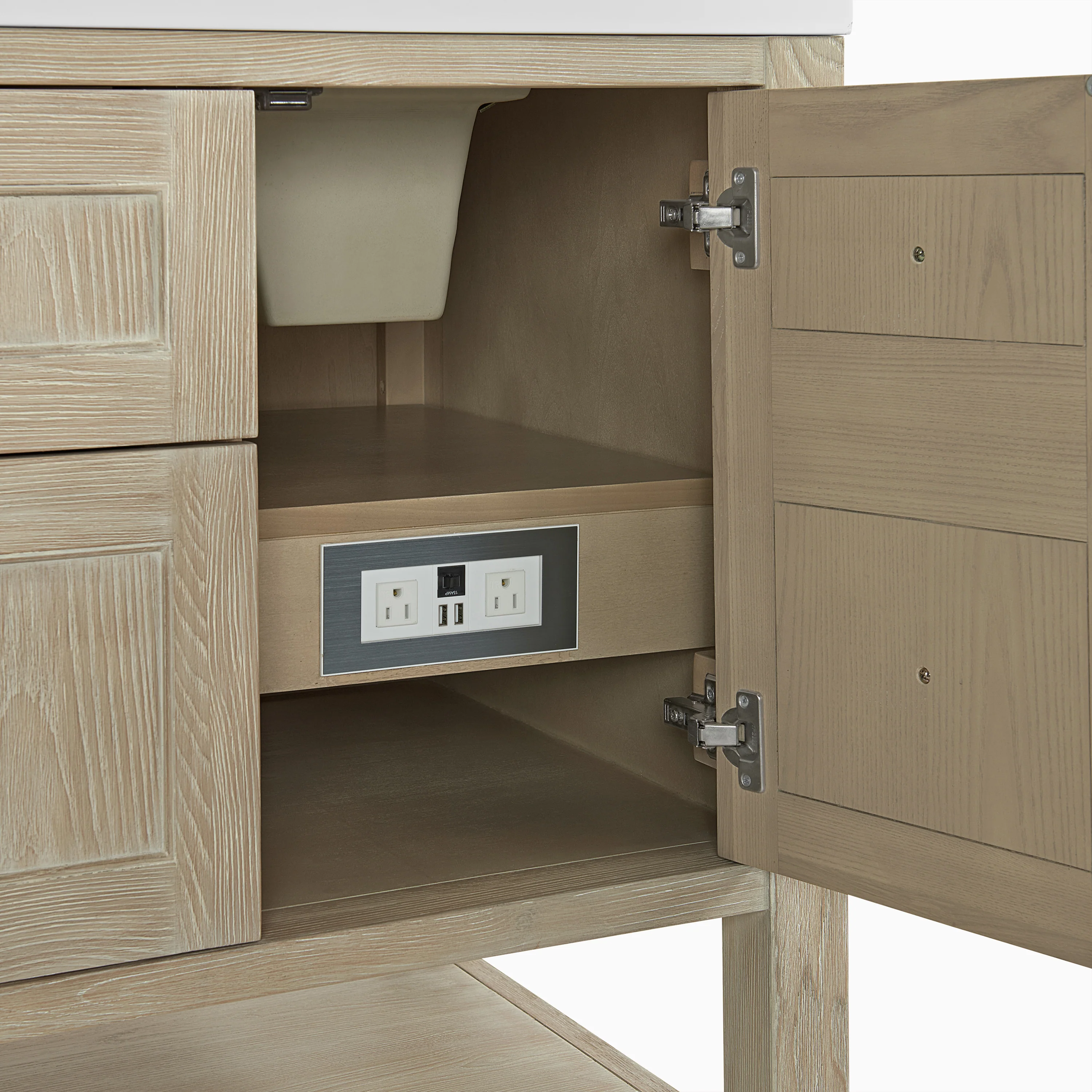 Bridgette 60" Double Vanity in Whitewashed Oak with 3 cm White Zeus Quartz Top - Image 8