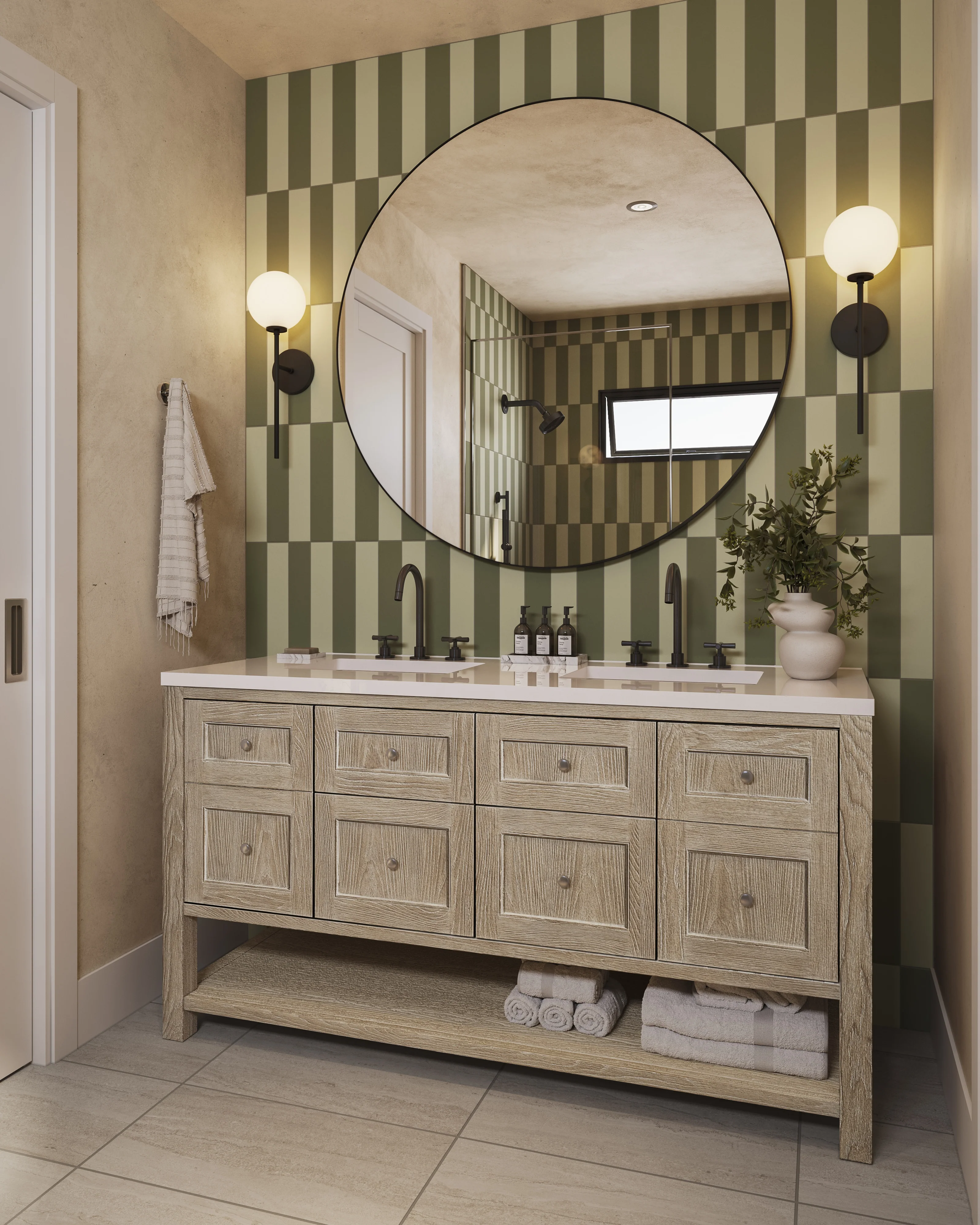 Bridgette 60" Double Vanity in Whitewashed Oak with 3 cm White Zeus Quartz Top - Image 9
