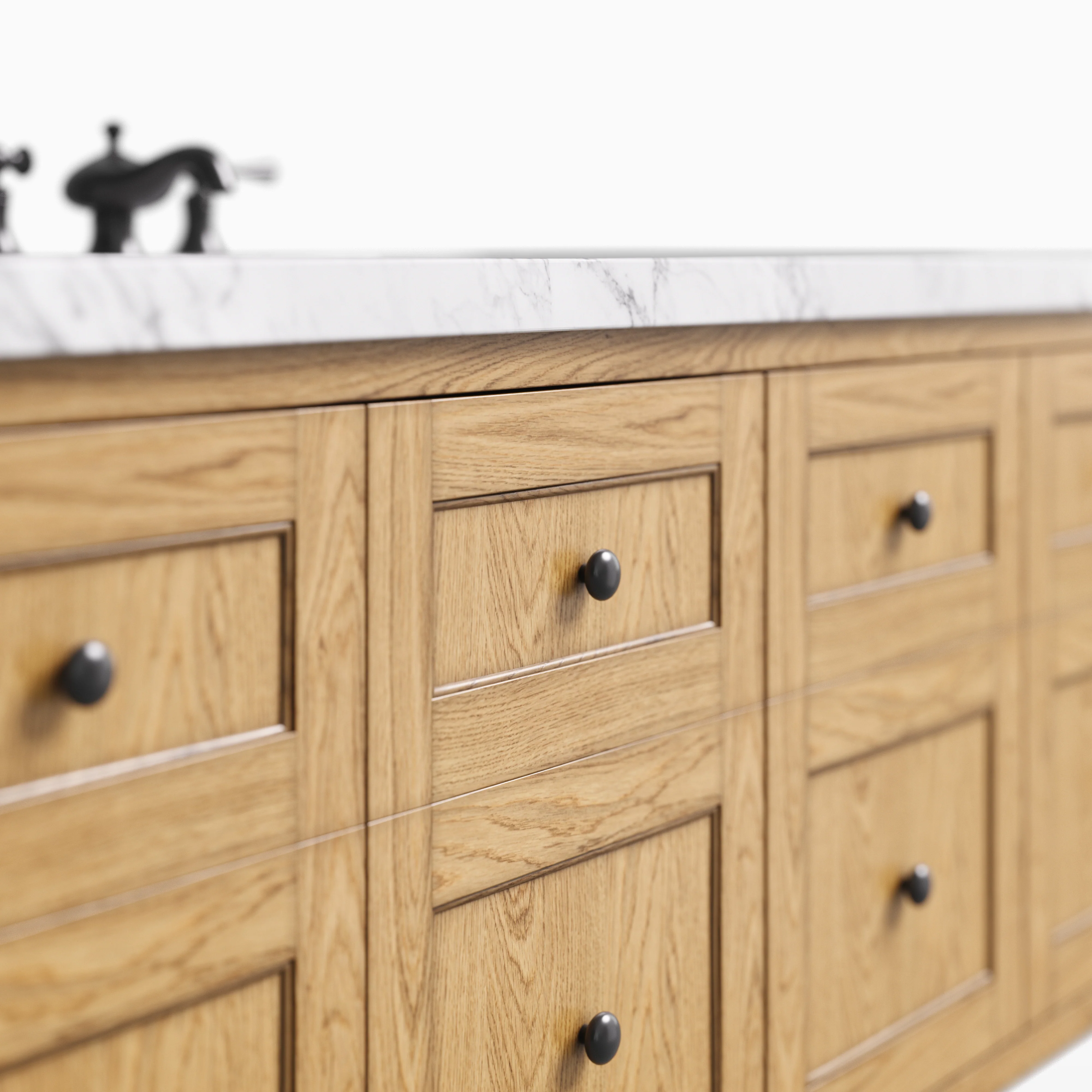 Bridgette 60" Single Vanity in Light Natural Oak with 3 cm Carrara Marble Top - Image 5