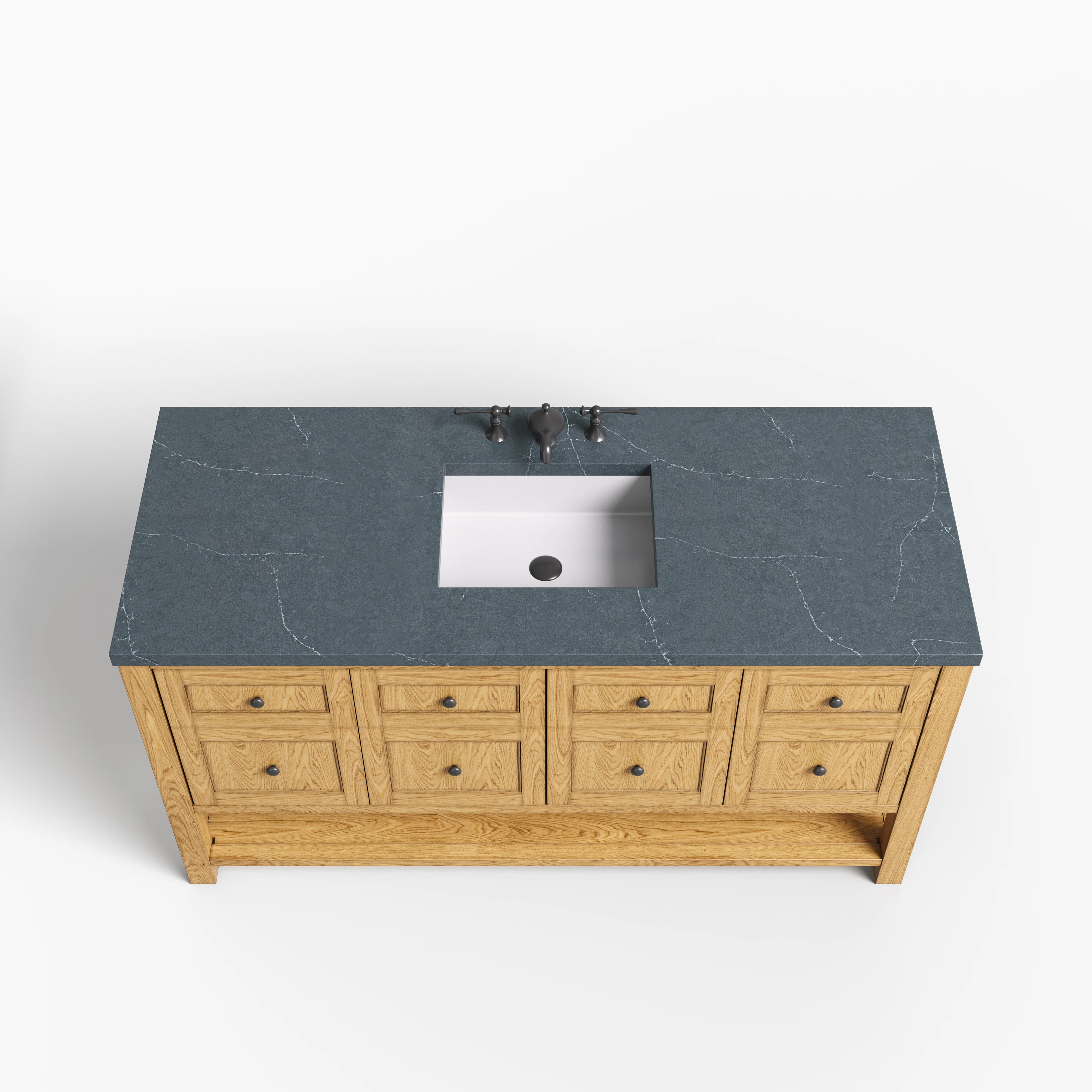 Bridgette 60" Single Vanity in Light Natural Oak with 3 cm Charcoal Soapstone Quartz Top - Image 3