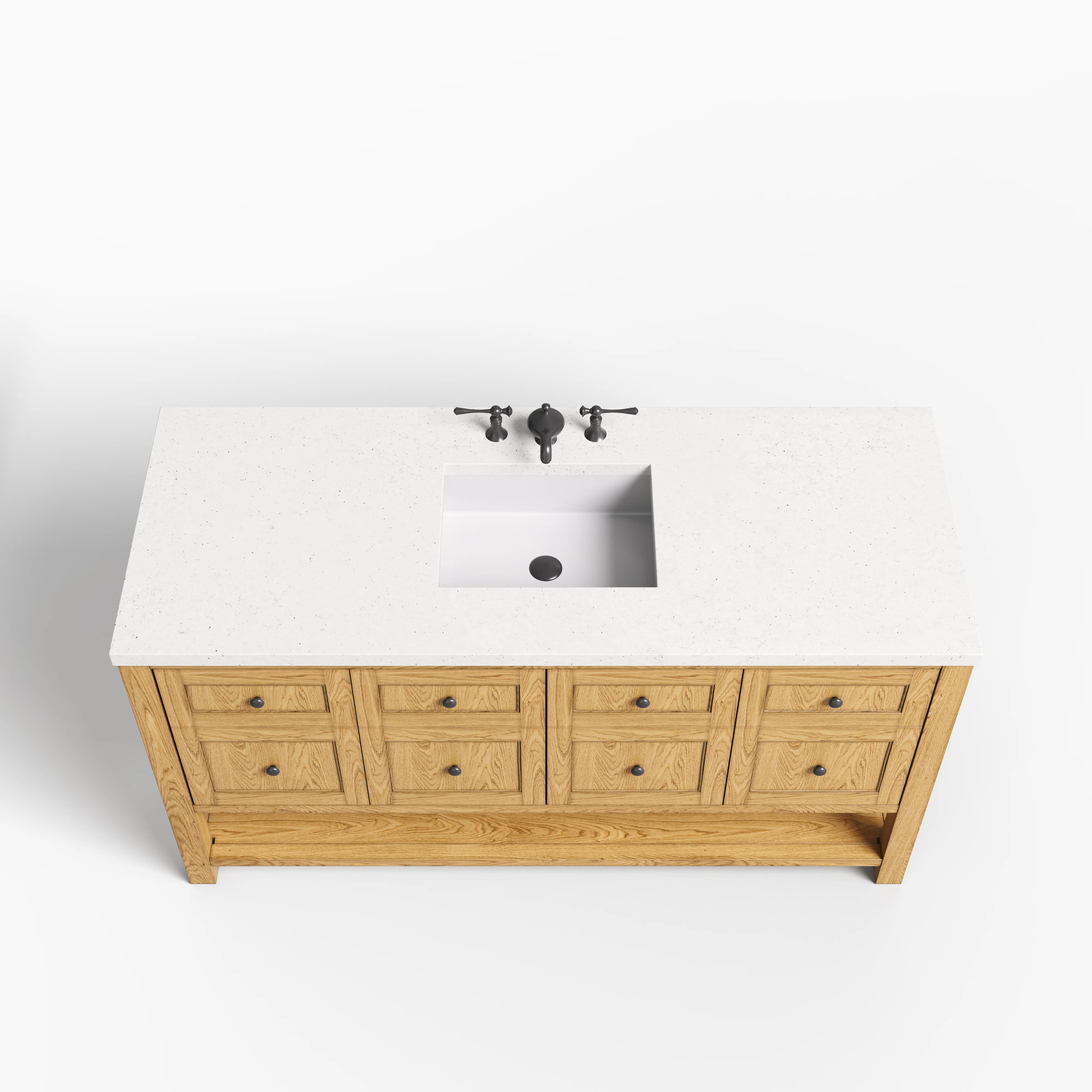 Bridgette 60" Single Vanity in Light Natural Oak with 3 cm Lime Delight Quartz Top - Image 3