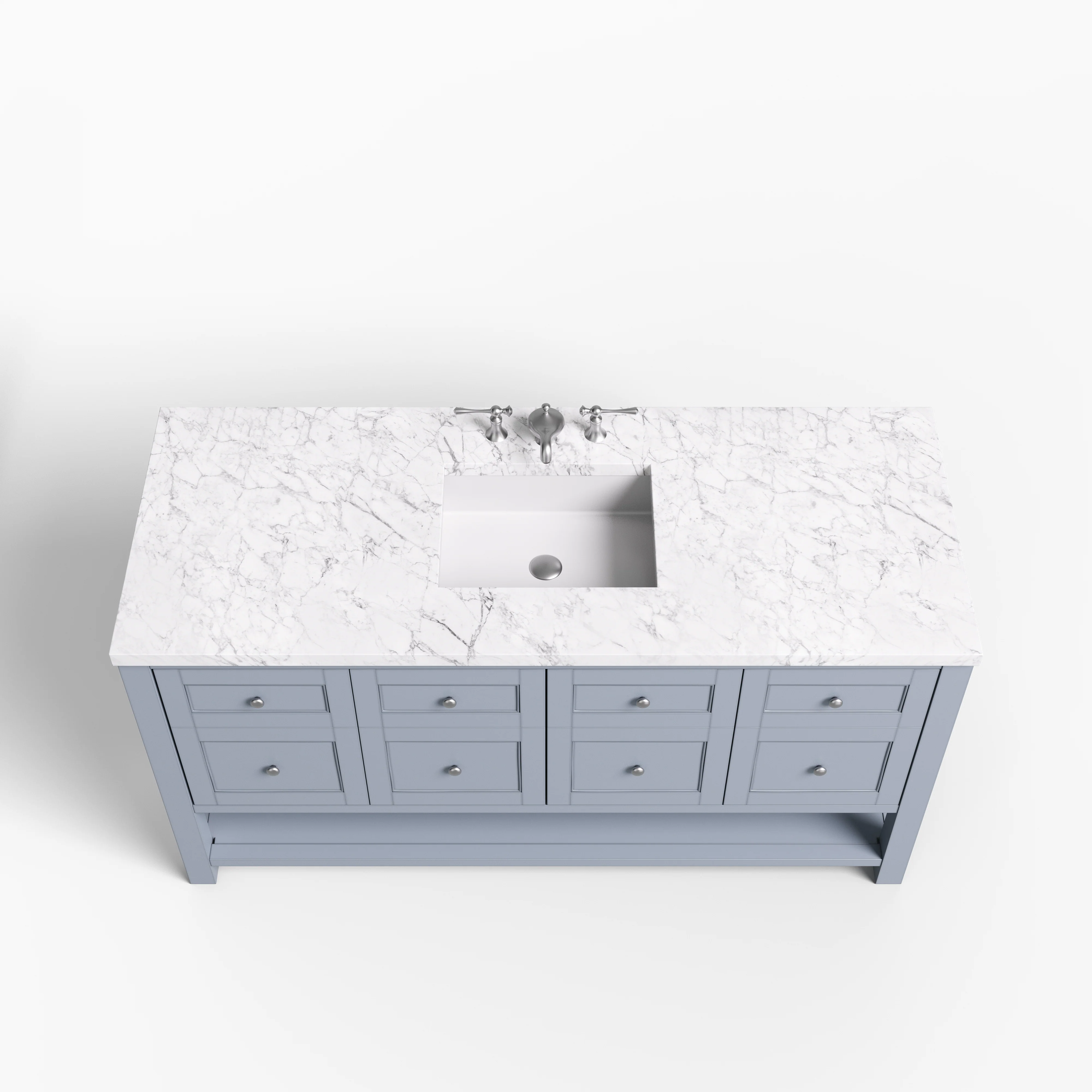 Bridgette 60" Single Vanity in Serenity Blue with 3 cm Carrara Marble Top - Image 3