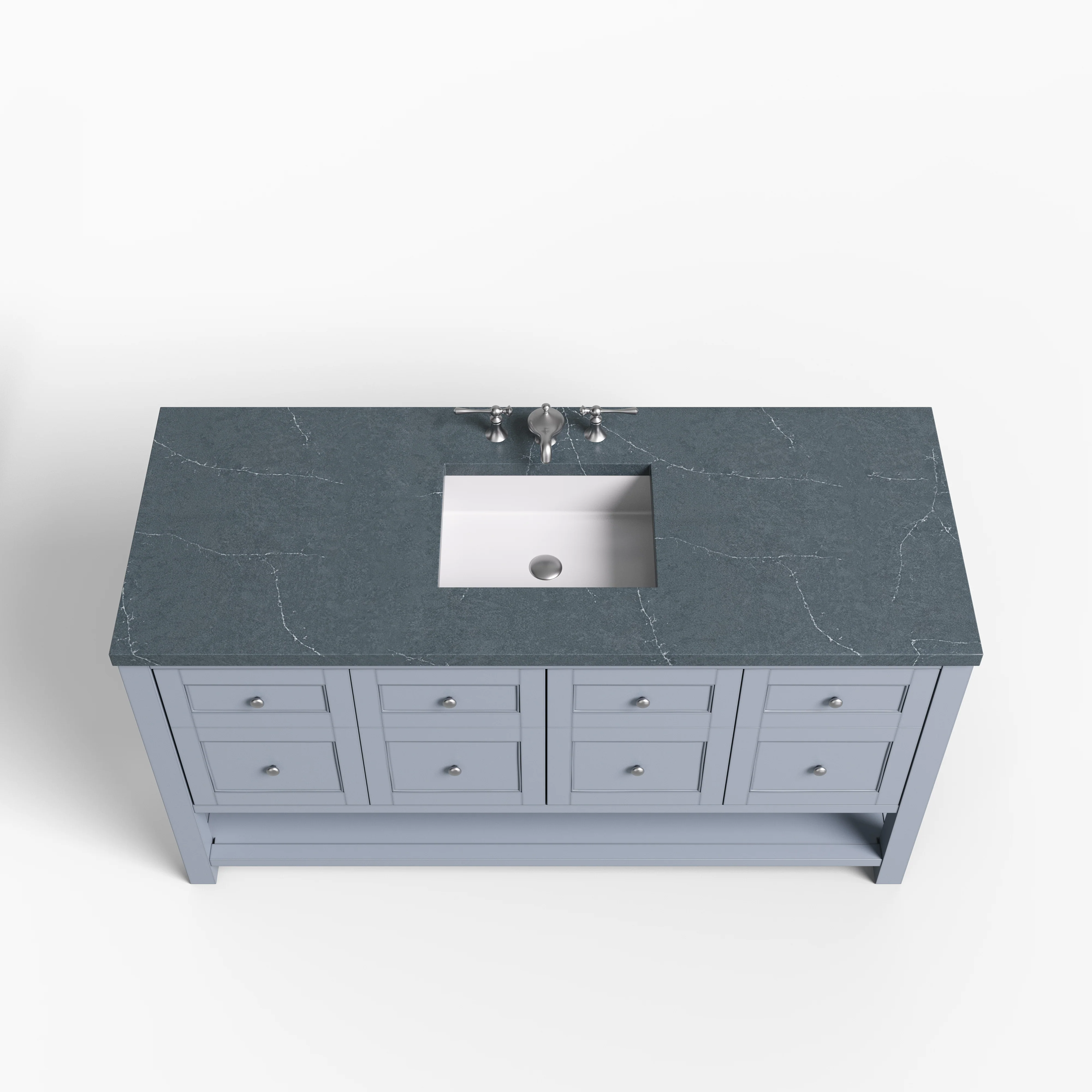 Bridgette 60" Single Vanity in Serenity Blue with 3 cm Charcoal Soapstone Quartz Top - Image 3