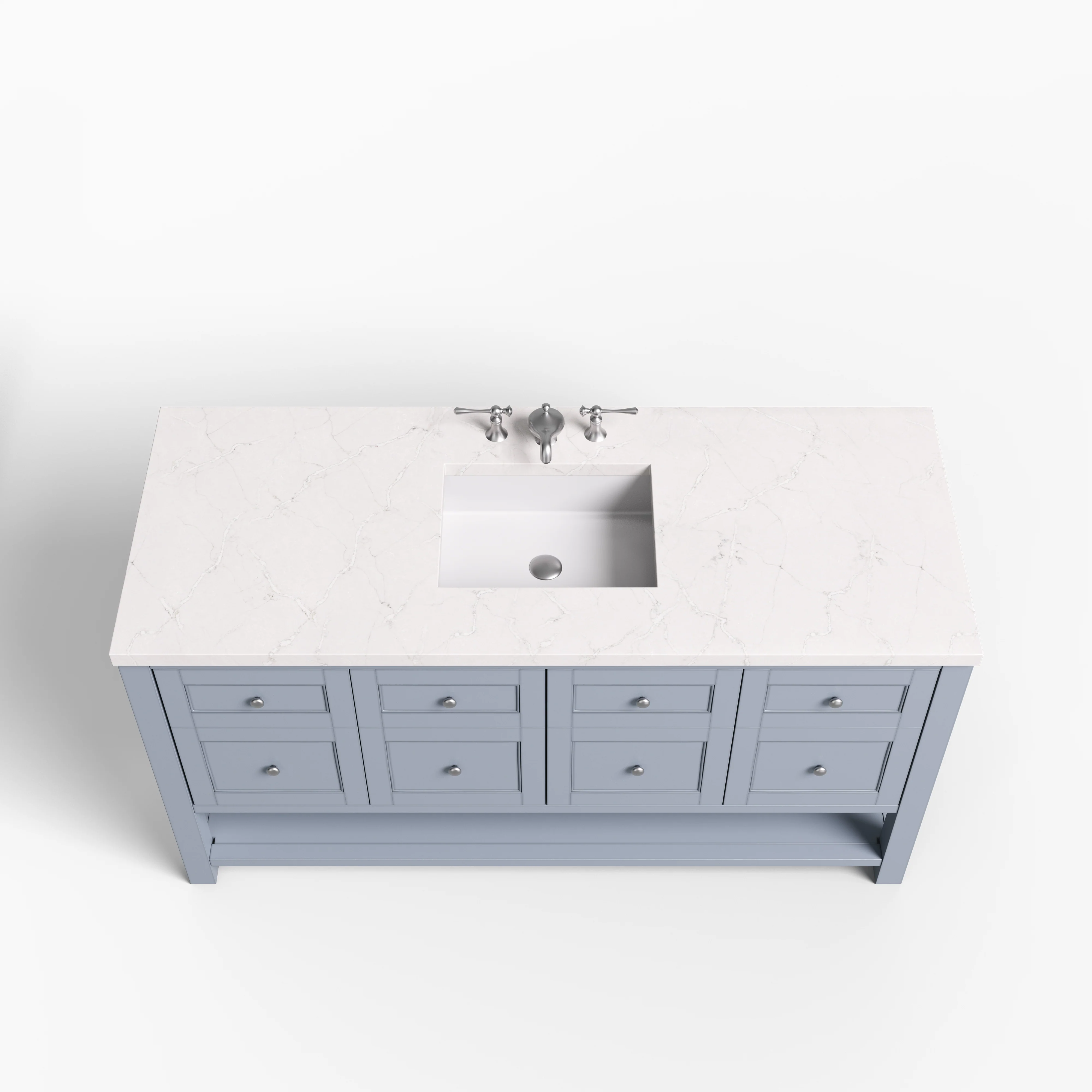 Bridgette 60" Single Vanity in Serenity Blue with 3 cm Victorian Silver Quartz Top - Image 3