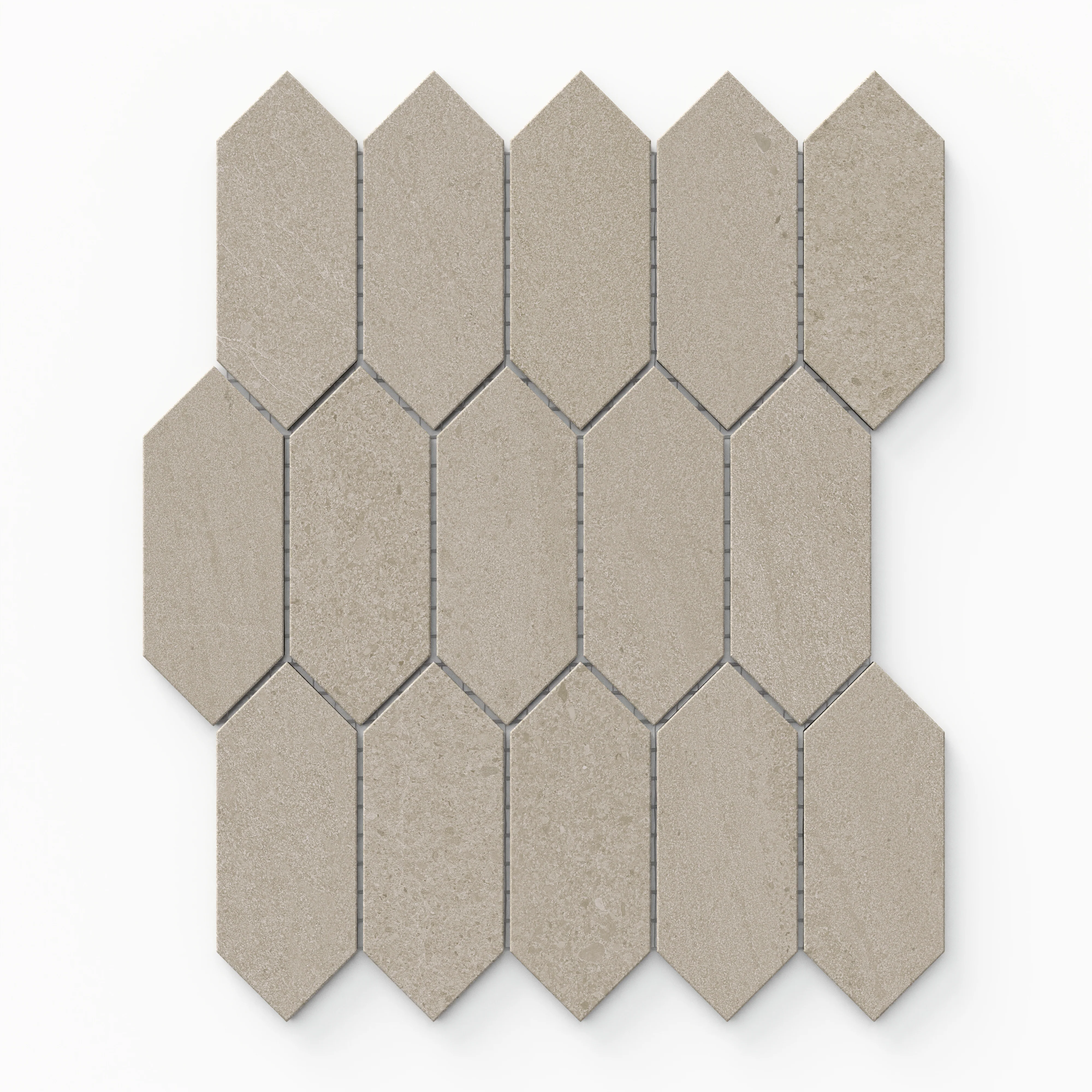 Bryce 2x5 Satin Ceramic Picket Mosaic Tile in Dune