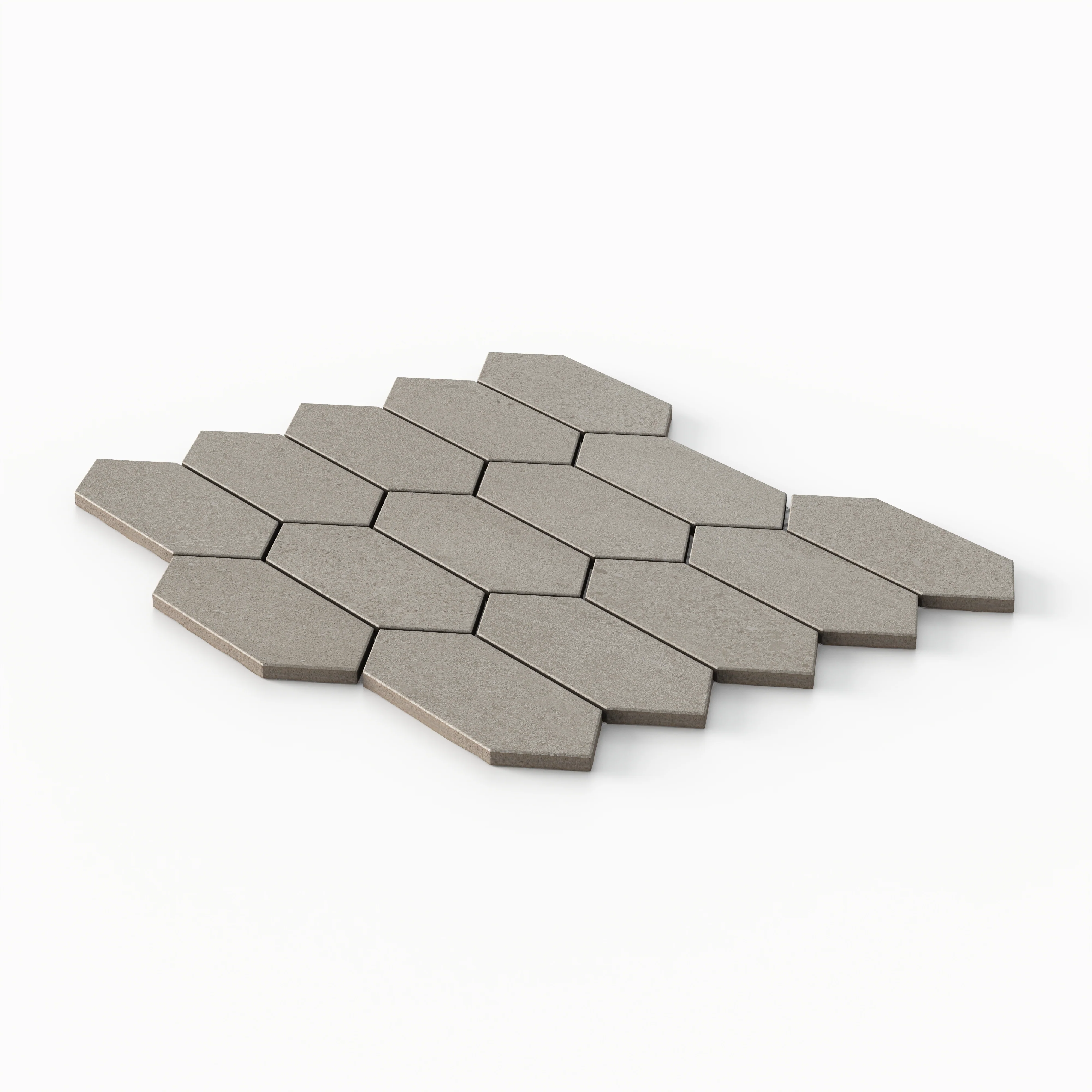 Bryce 2x5 Satin Ceramic Picket Mosaic Tile in Greige - Image 2