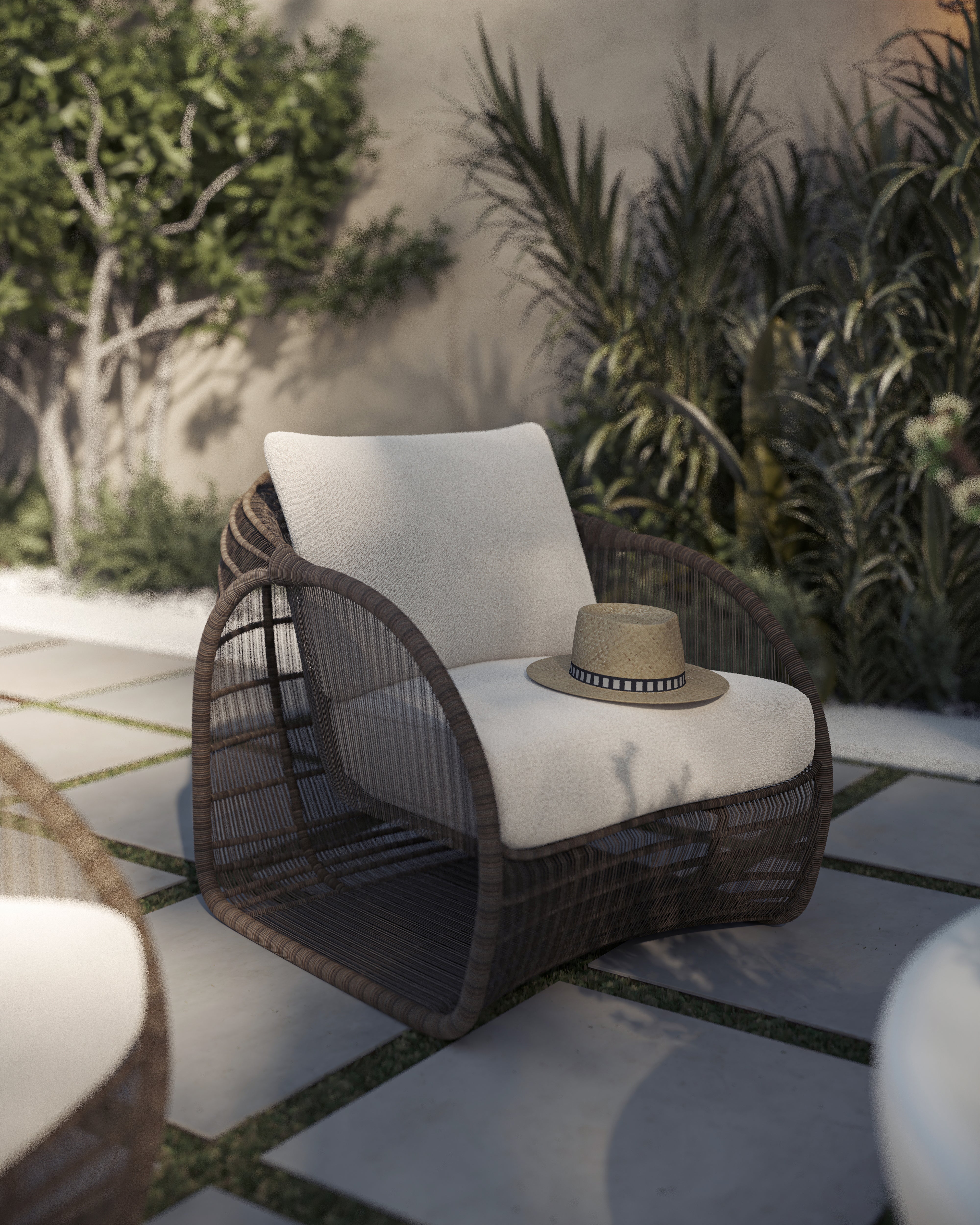 Caldra Outdoor Lounge Chair in Cream - Image 8