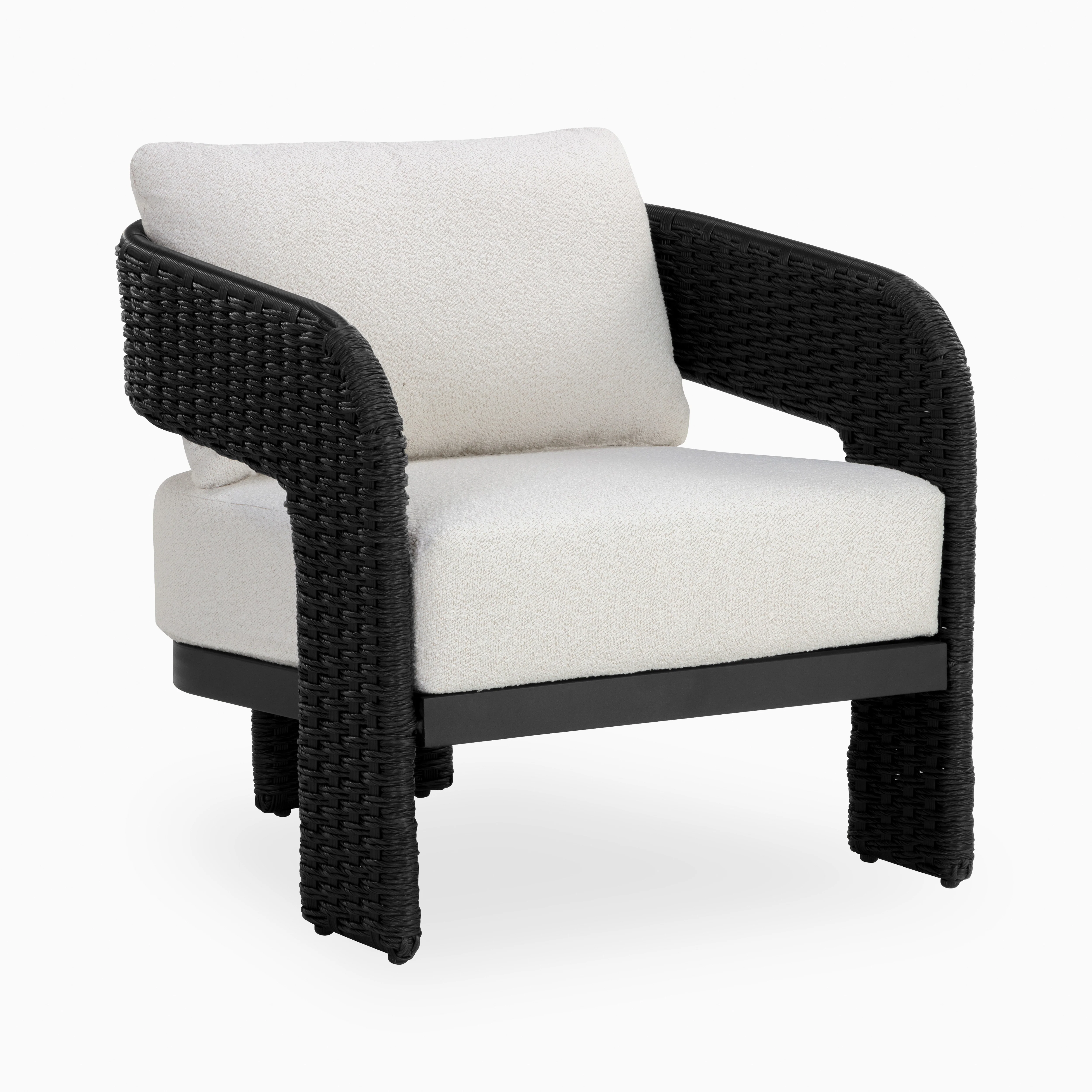 Carden Outdoor Lounge Chair in Black/Cream - Image 2