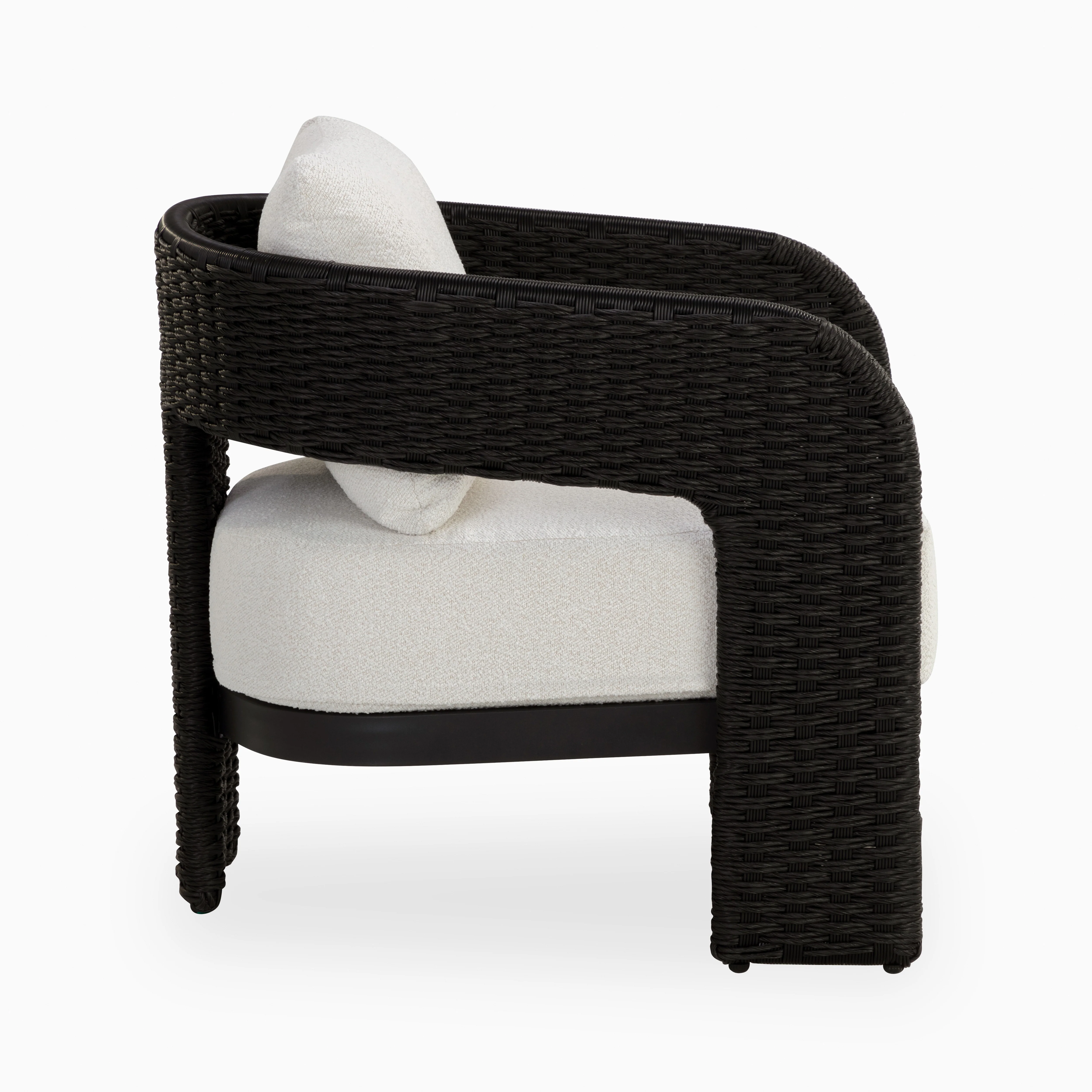 Carden Outdoor Lounge Chair in Black/Cream - Image 3