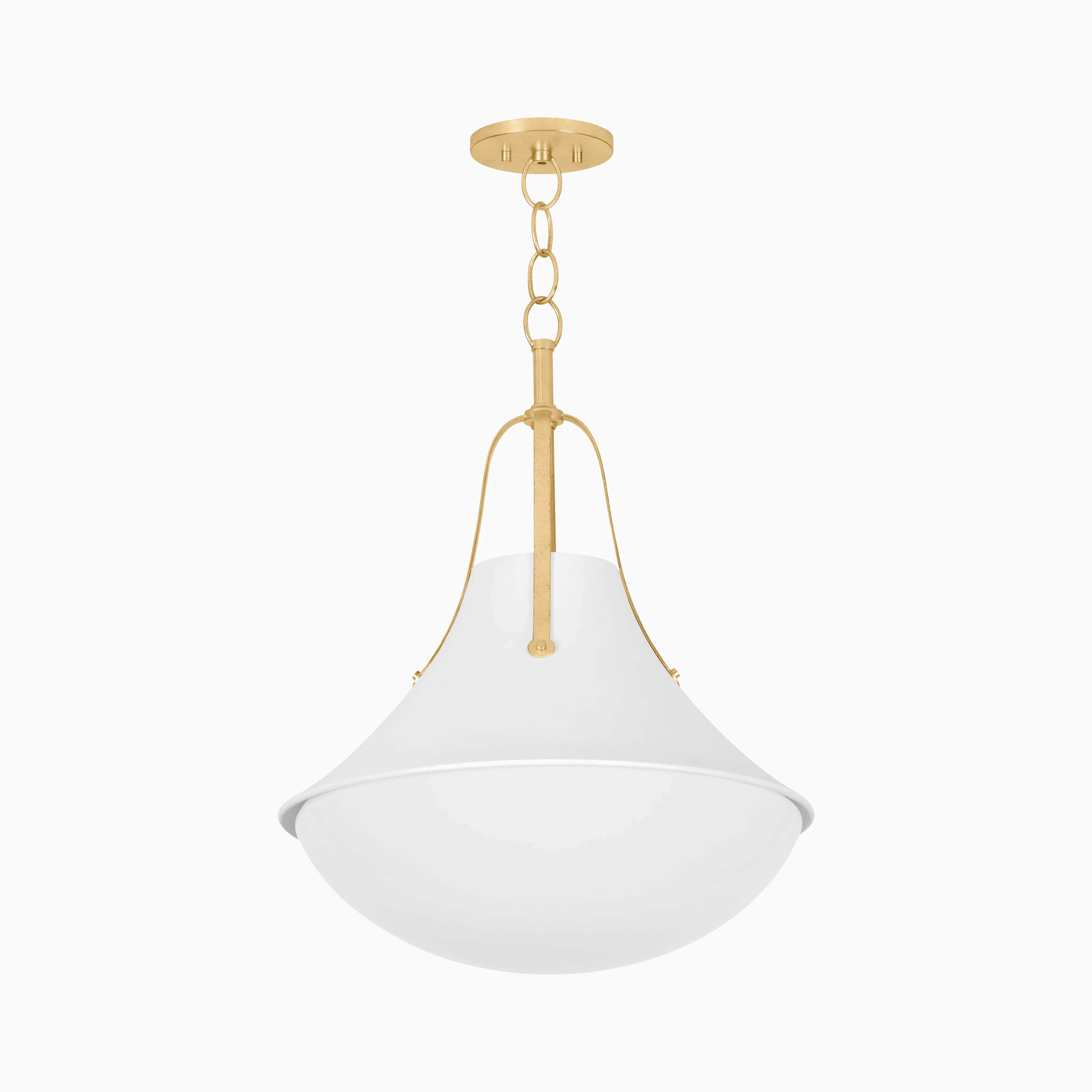 Caruso 20" Pendant in Vintage Gold Leaf / White Plaster - Image 3