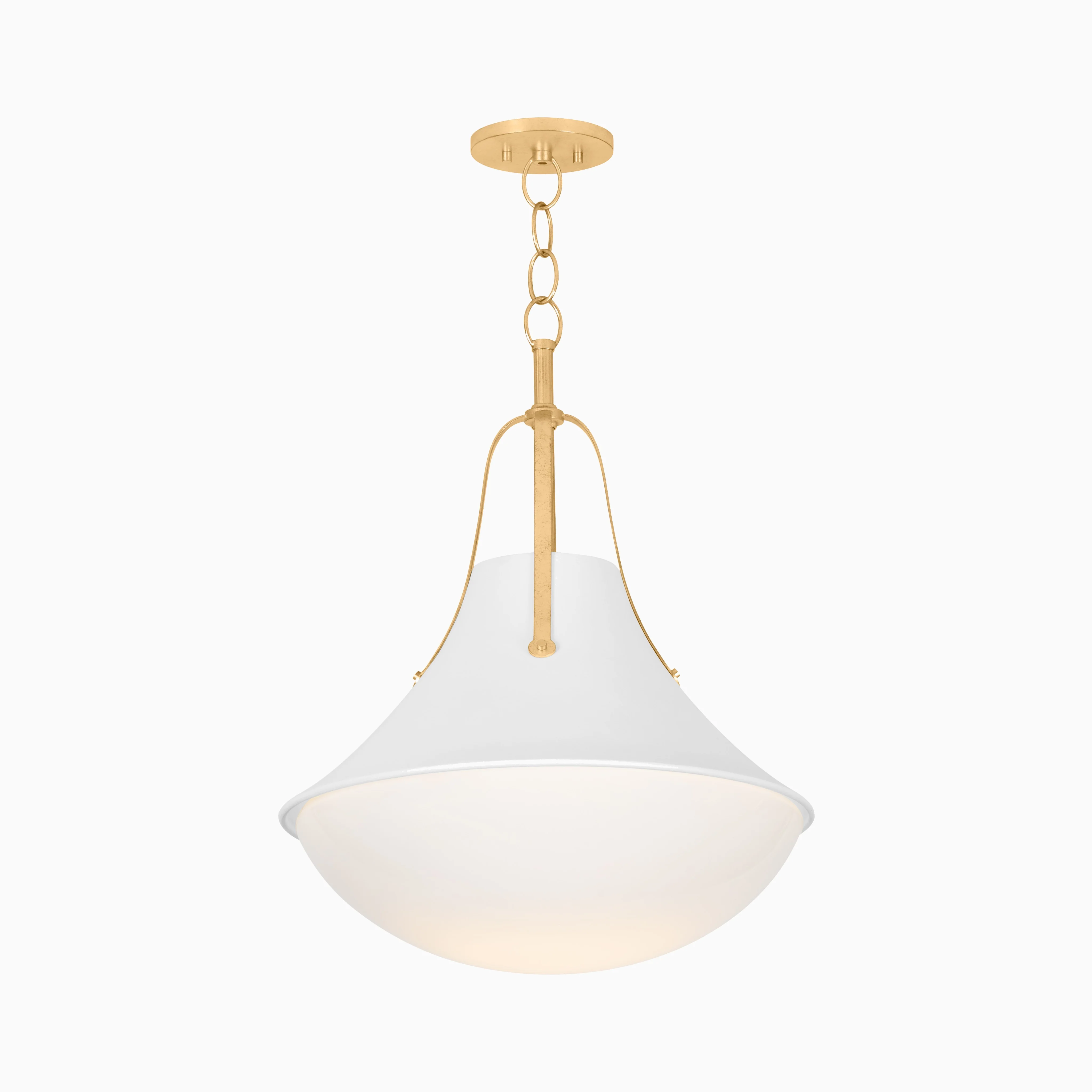 Caruso 20" Pendant in Vintage Gold Leaf / White Plaster - Image 4