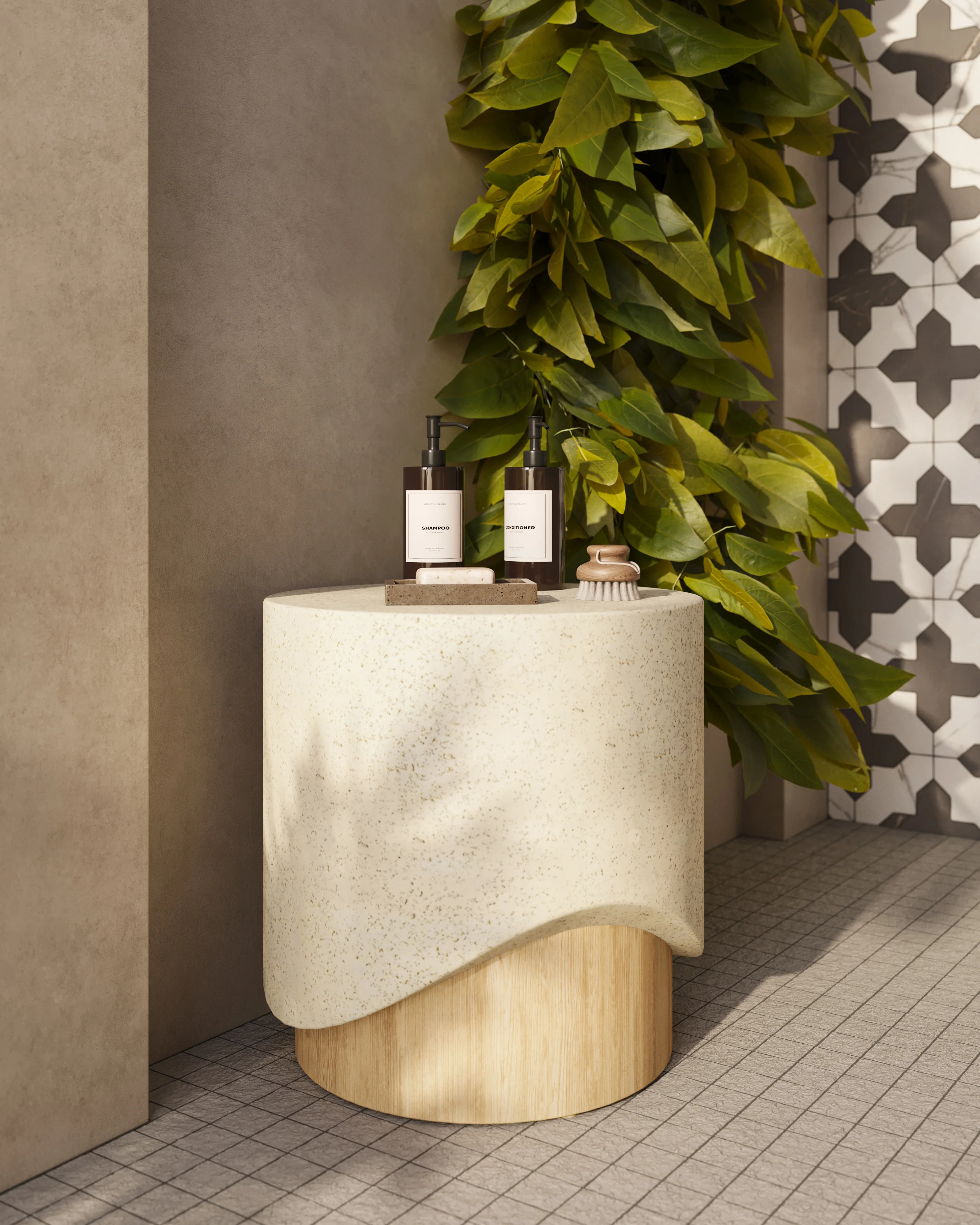 Cassian Outdoor End Table in Cream - Image 2