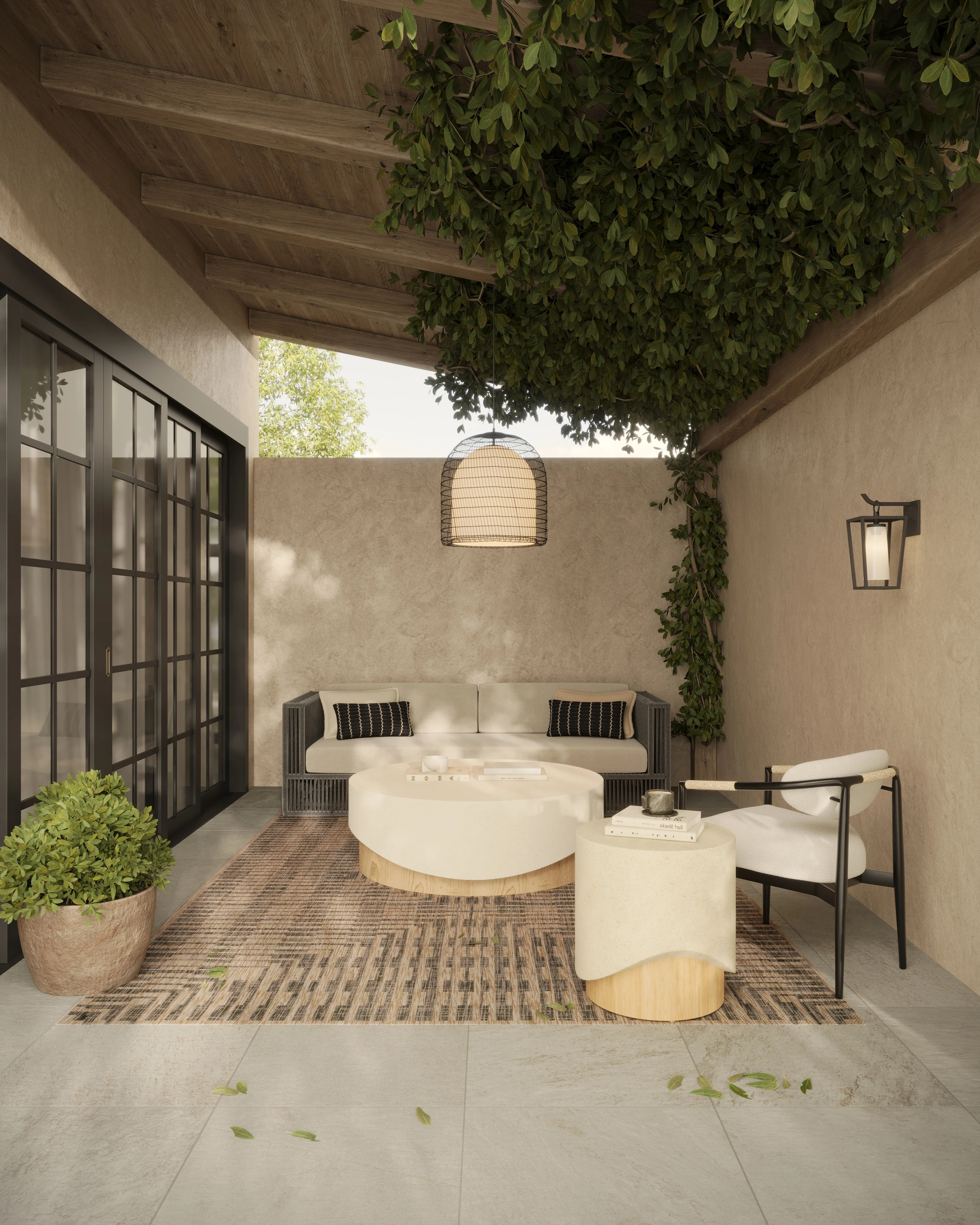 Cassian Outdoor End Table in Cream - Image 9
