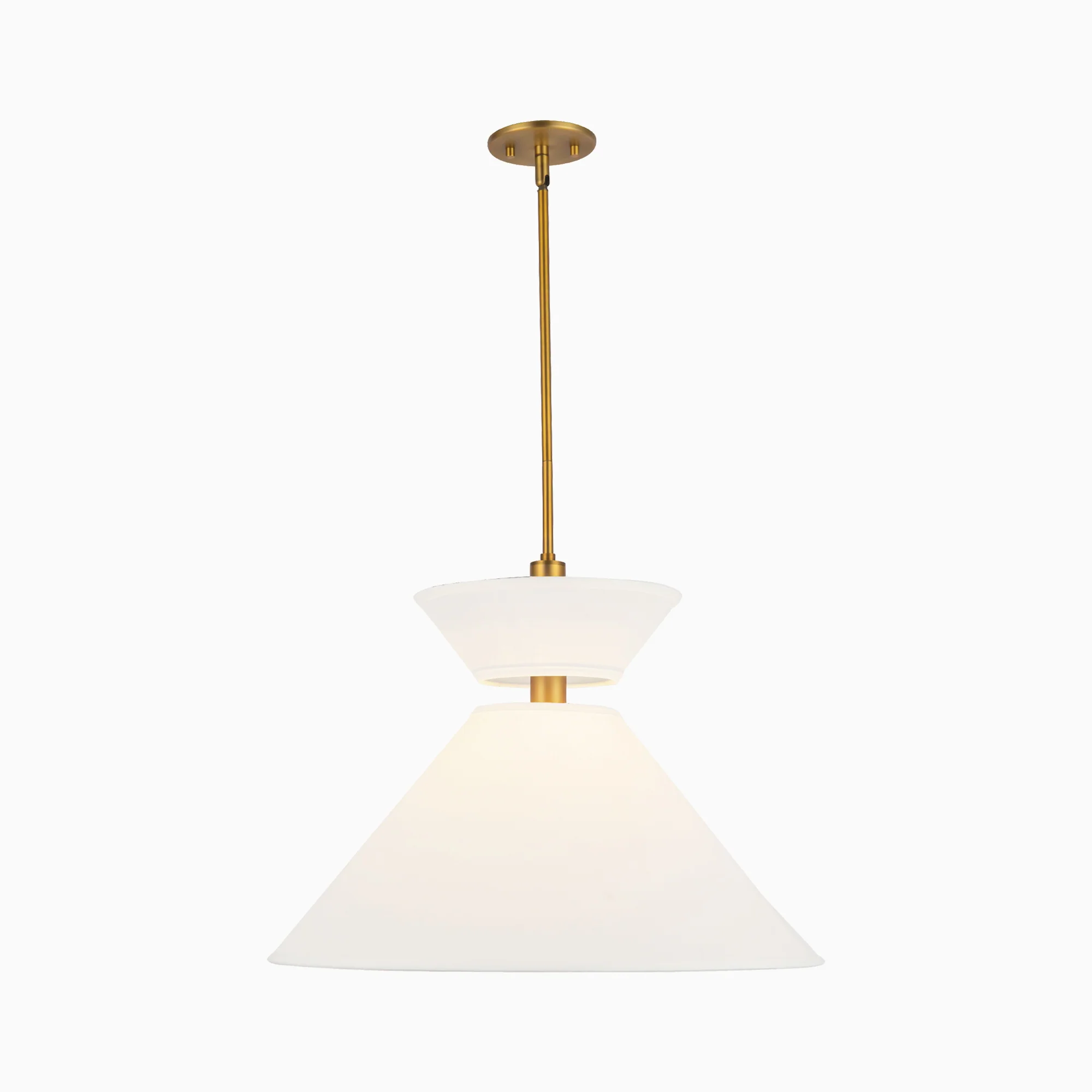 Cassie 22" 1 Light Pendant in Aged Gold/White Linen