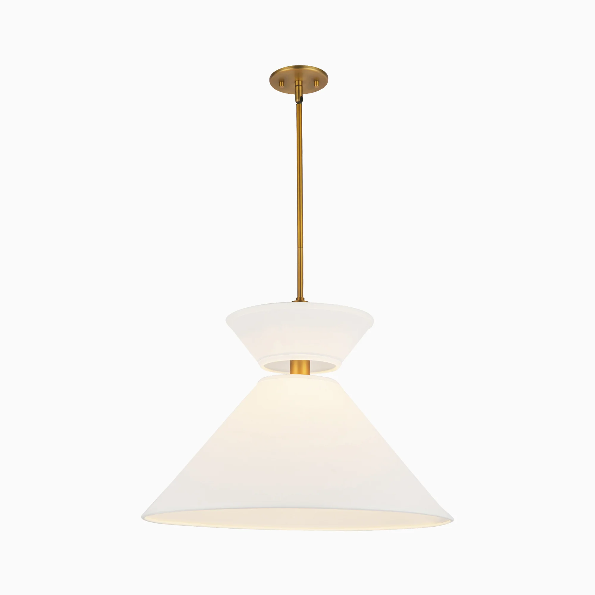 Cassie 22" 1 Light Pendant in Aged Gold/White Linen - Image 2